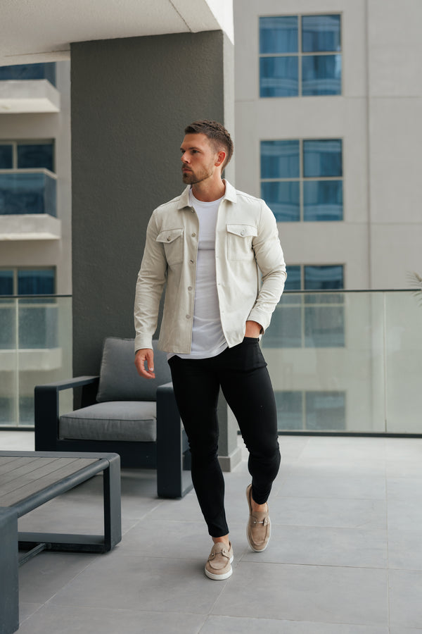 FS Suede Feel Button Up Jacket Light Grey / Silver - FSN220