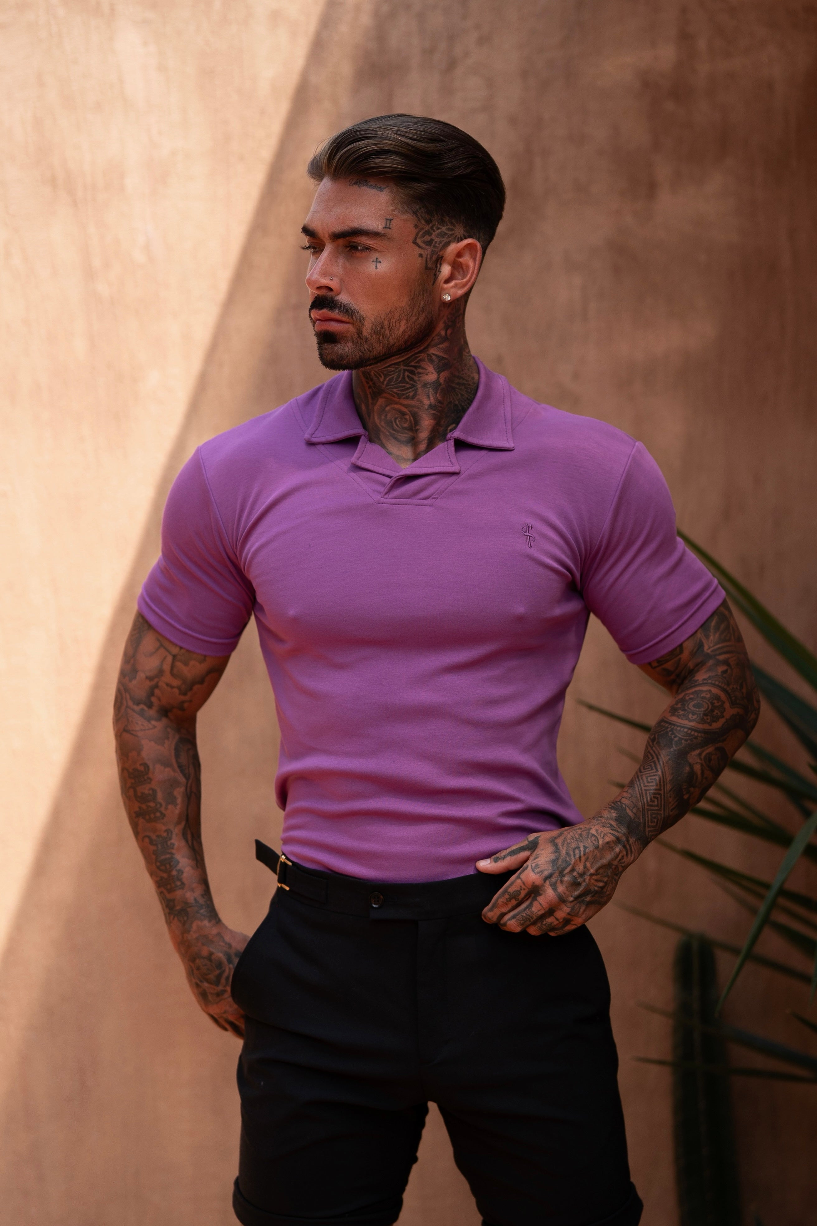 Classic Polo With Revere Collar Light Purple - FSH1120