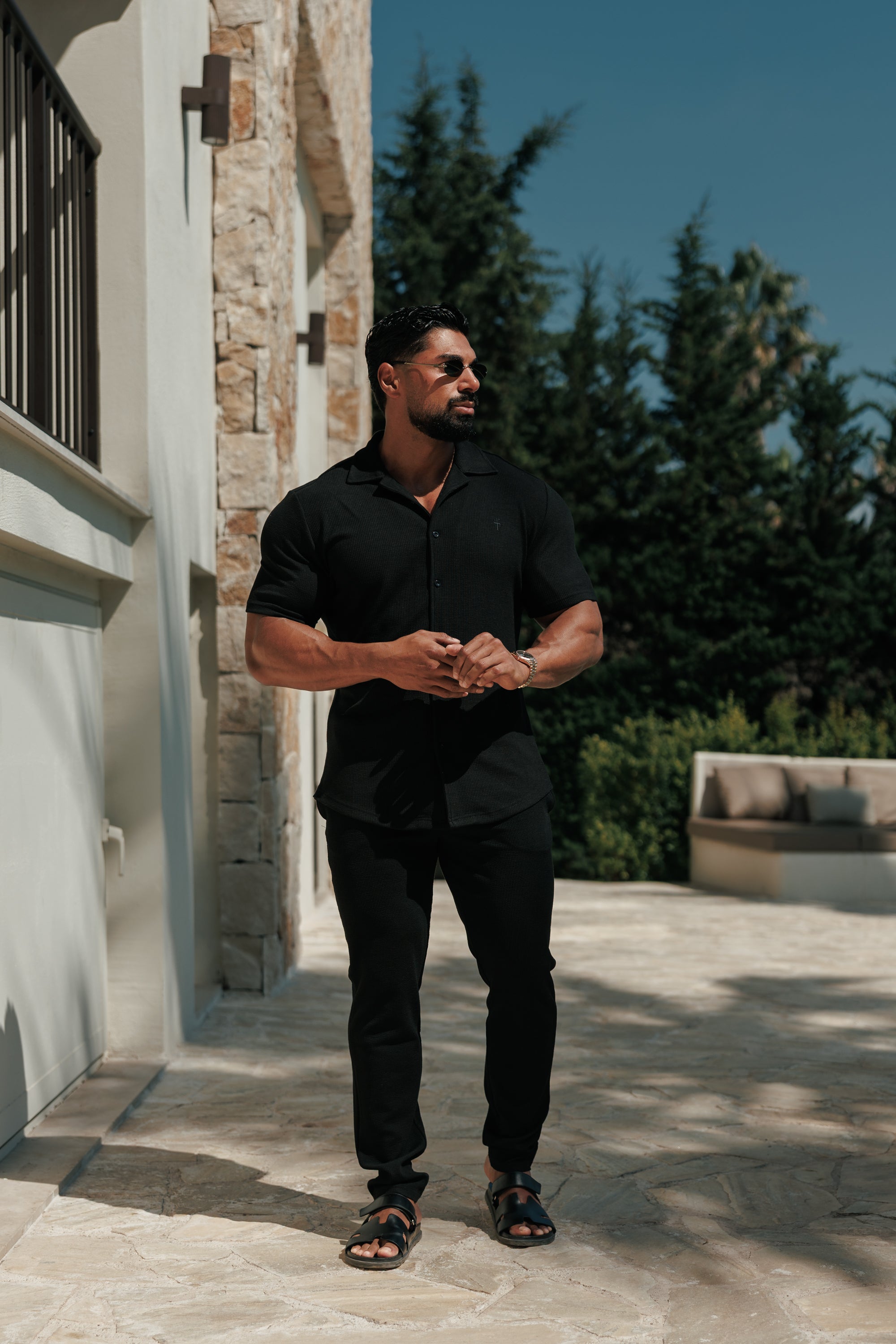 Jersey Cord Slim Black Trousers - FSR016