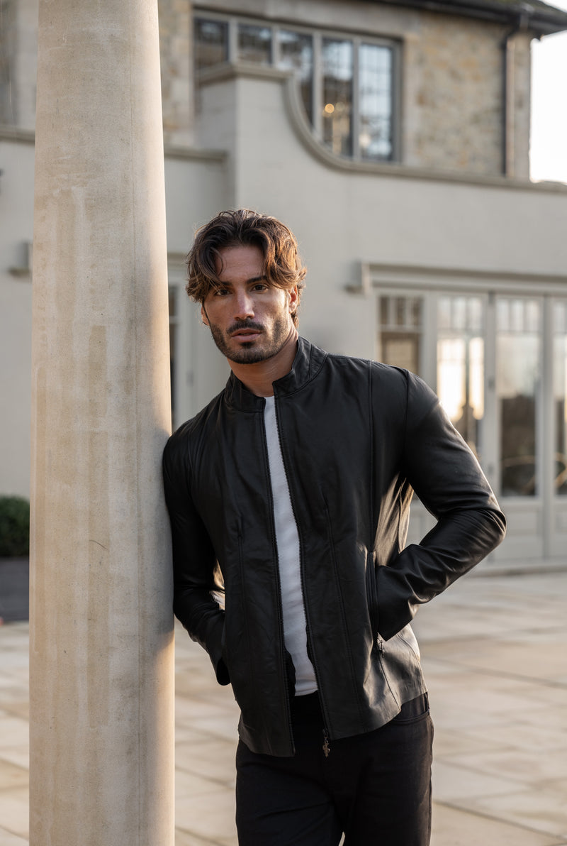 Father Sons Black Lambs Leather Jacket - FSH1424