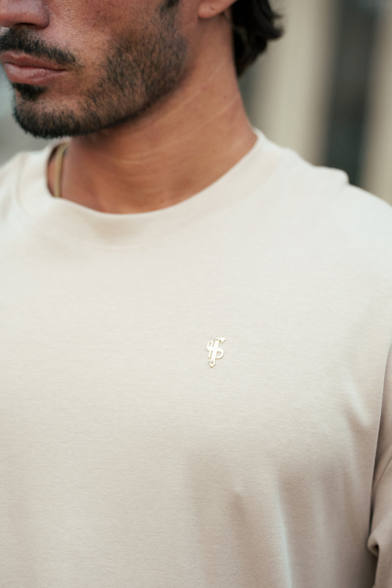 Father Sons Classic Beige / Gold Oversized Crew T Shirt - FSH1420