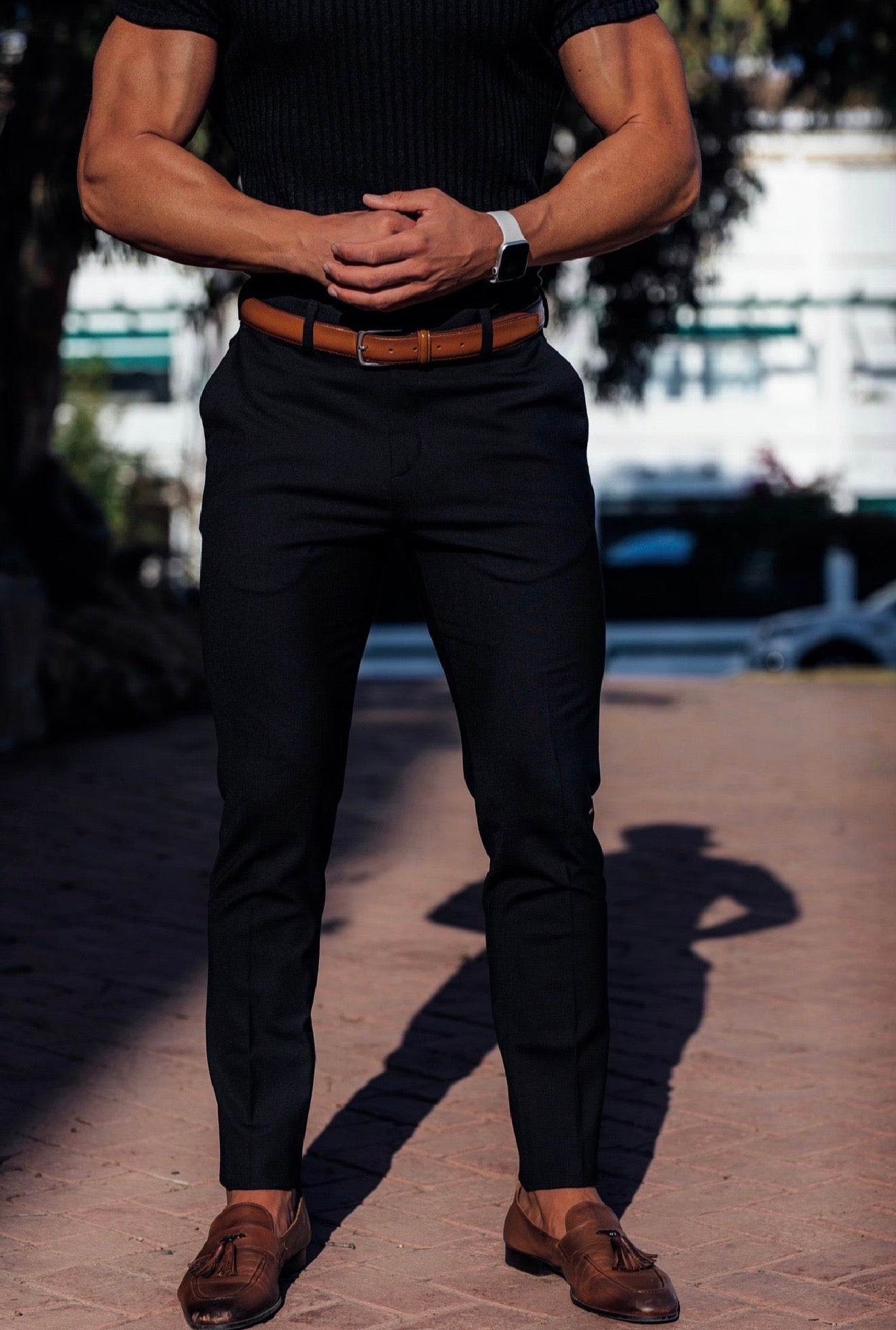 Slim Formal Jet Black Stretch Trousers - FST043