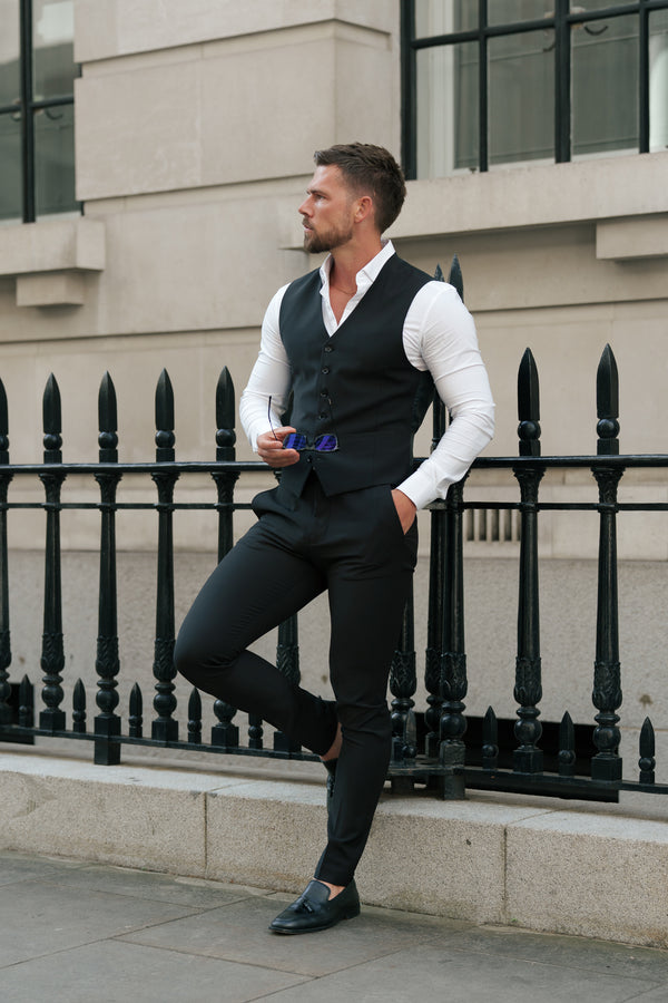 Father Sons Slim Formal Waistcoat Black - FSW010