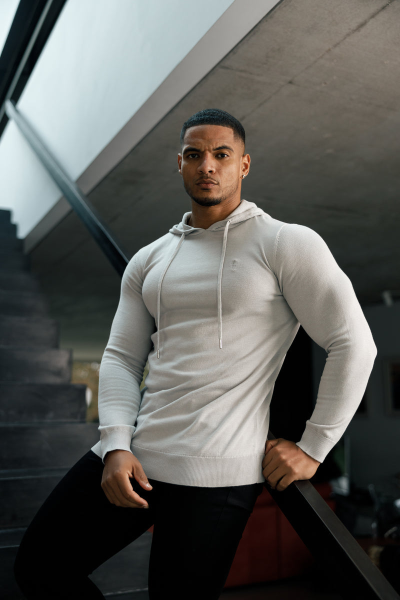 Father Sons Silver Grey Knitted Overhead Hoodie - FSN117