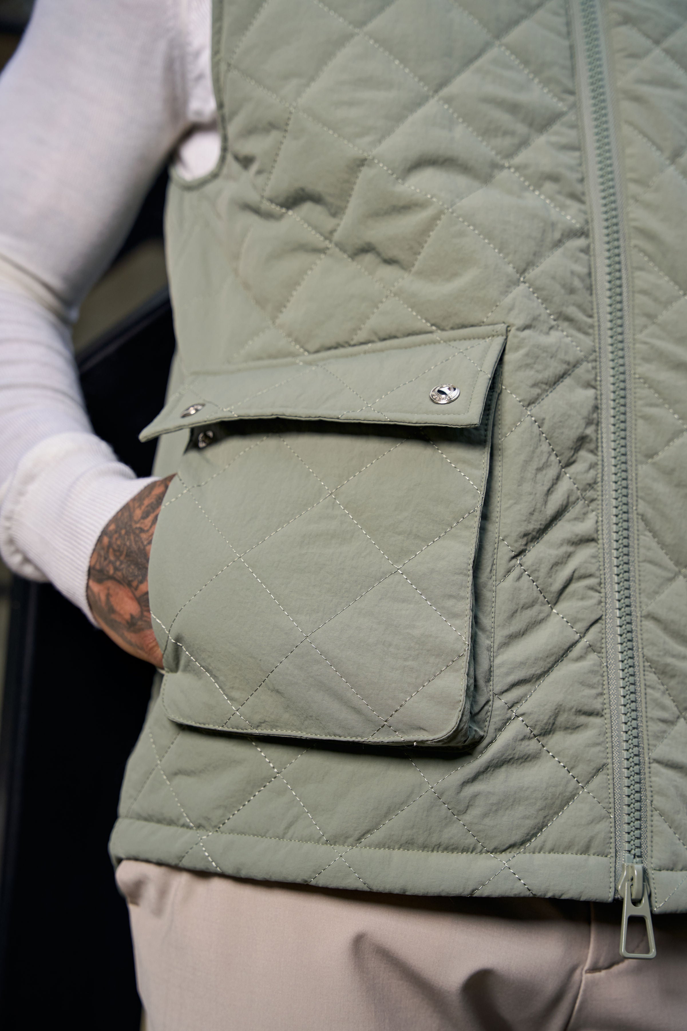 Sage Padded Gilet With Front Pockets  - FSN210