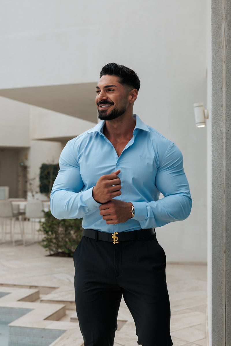Father Sons Muscle Fit Advanced Stretch Powder Blue with Cutaway Collar  - FS1167