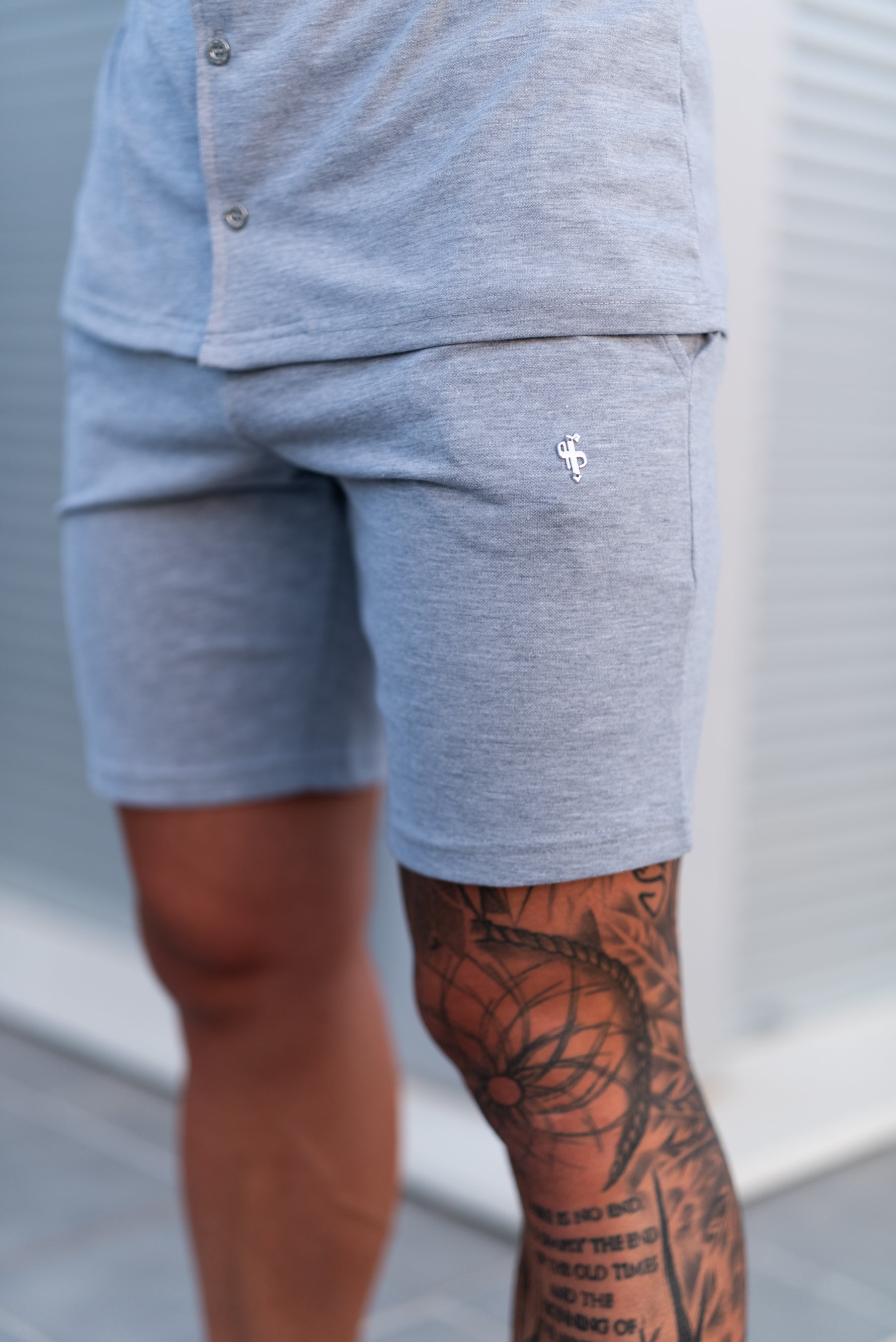 Light Grey Pique Shorts - FSH1361