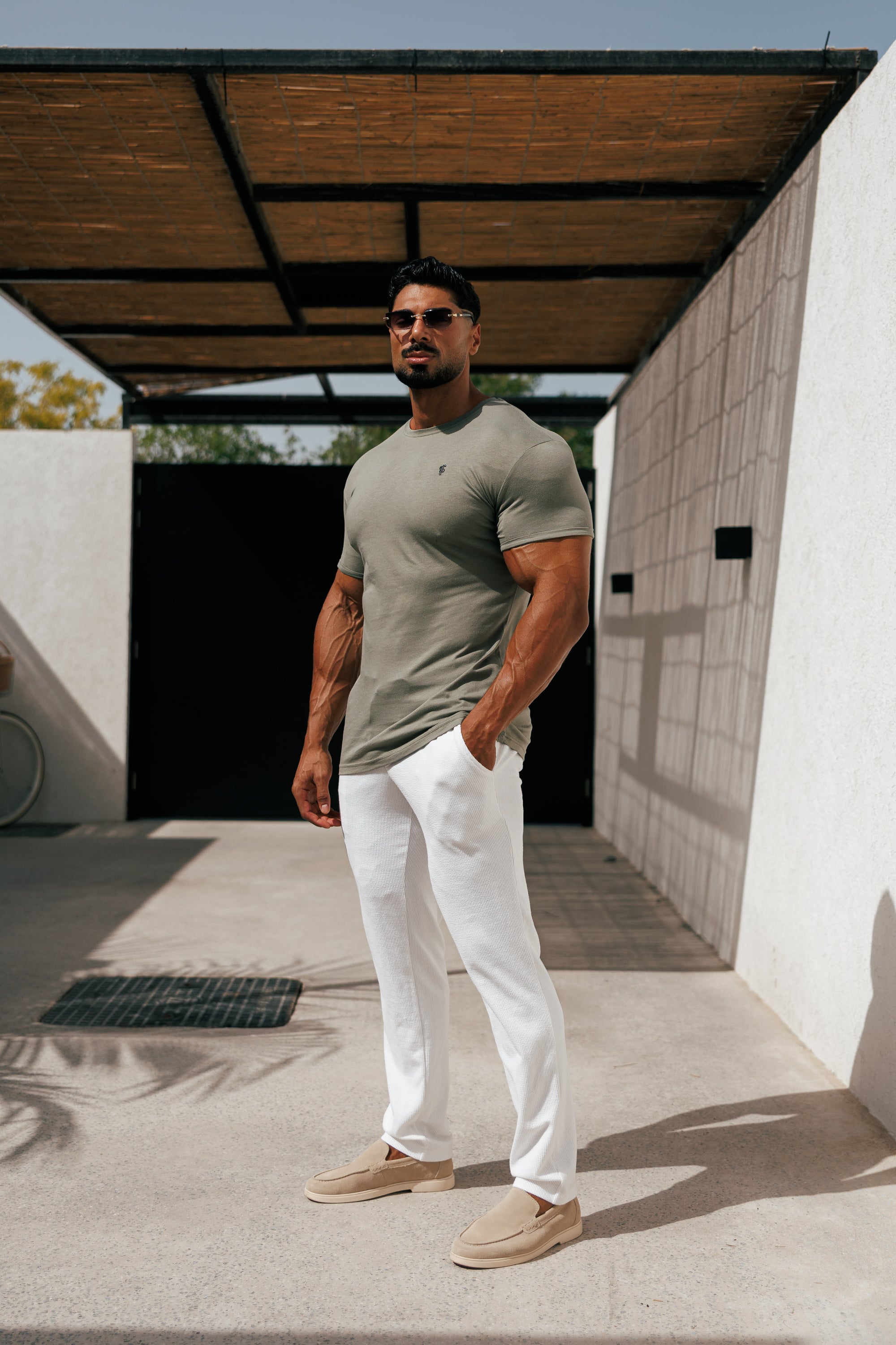 Olive / Black Bamboo Crew T Shirt - FSH1214