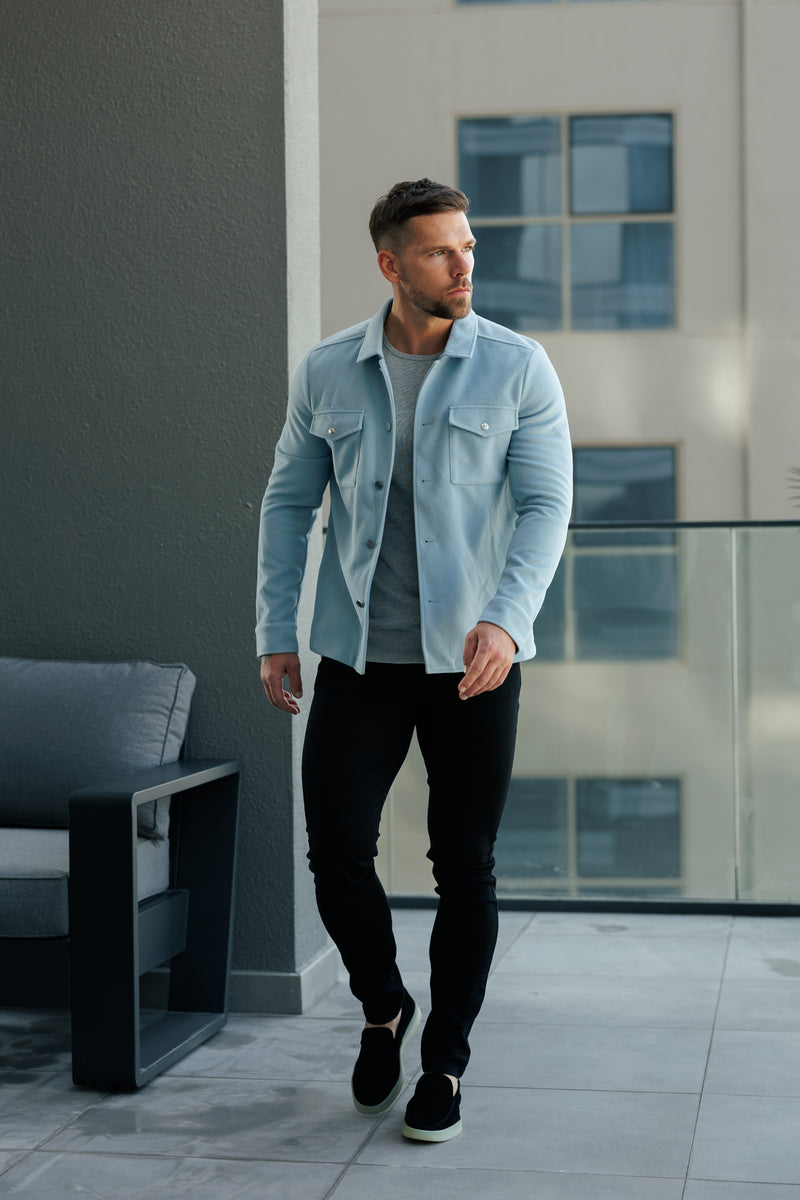 FS Brushed Button Up Plain Jacket Blue - FSN185 (PRE ORDER 15TH DECEMBER) 