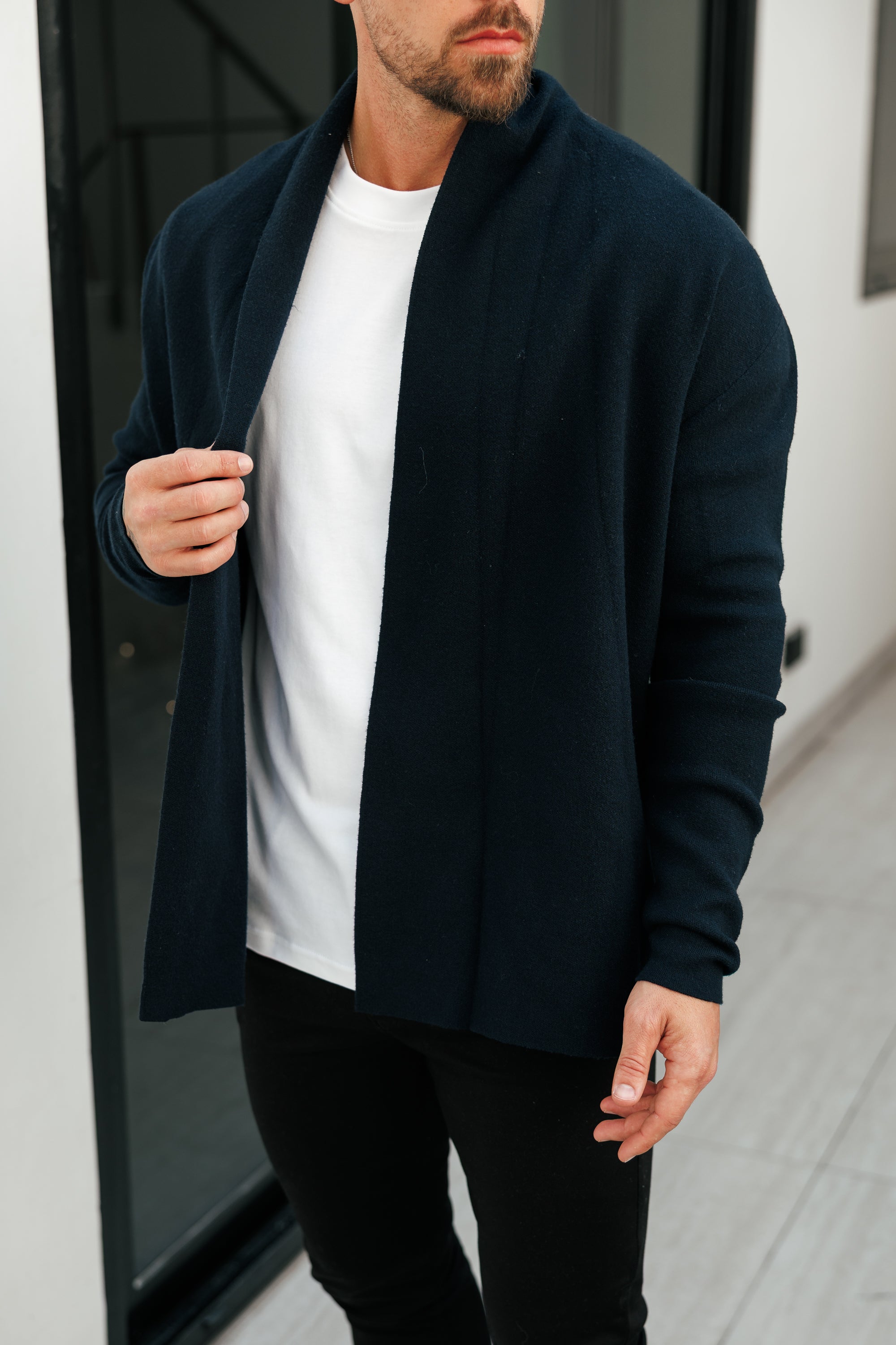Soft Touch Shawl Cardigan Navy -  FSA002