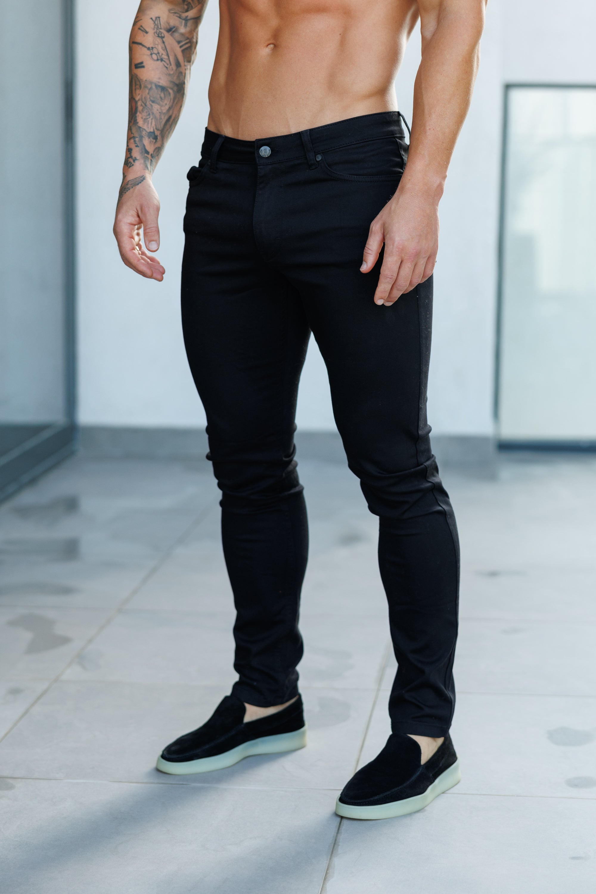 Father Sons Slim Stretch Black Relaxed Sateen Pants - FSH1302