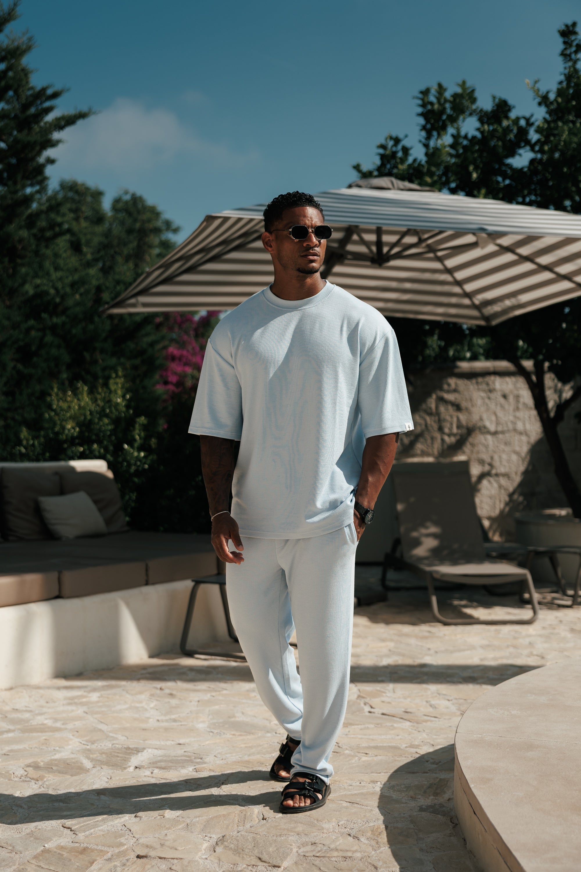 Jersey Cord Slim Light Blue Trousers - FSR090