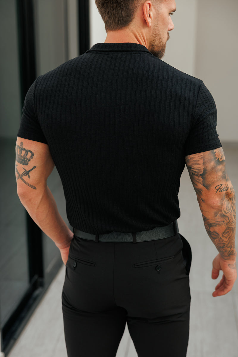 Father Sons Classic Black Ribbed Revere Short Sleeve - FSH1412 (PRE ORDER 18TH DECEMBER)