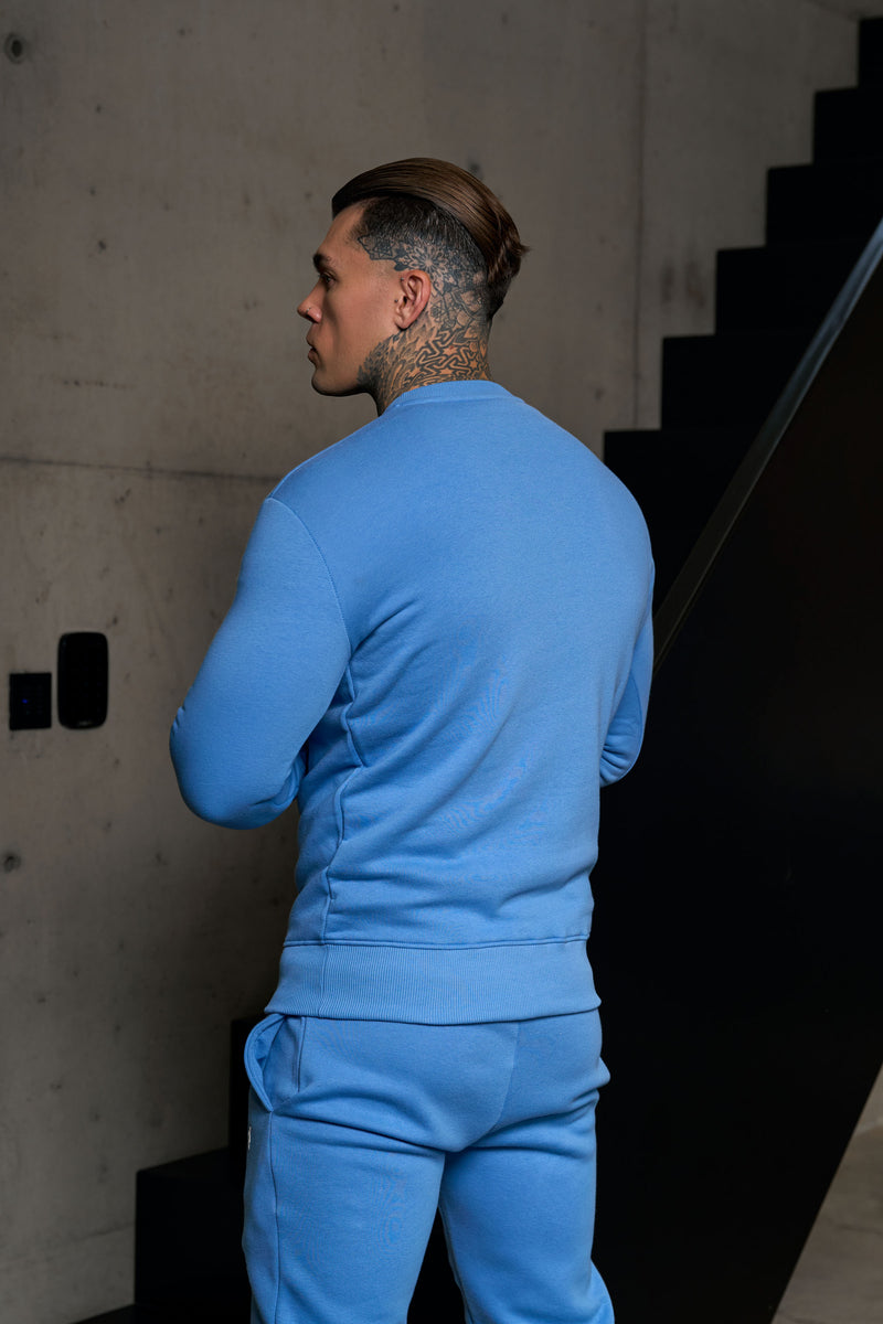 FS Plain Blue Crew Sweater With FS Branding - FSH1188