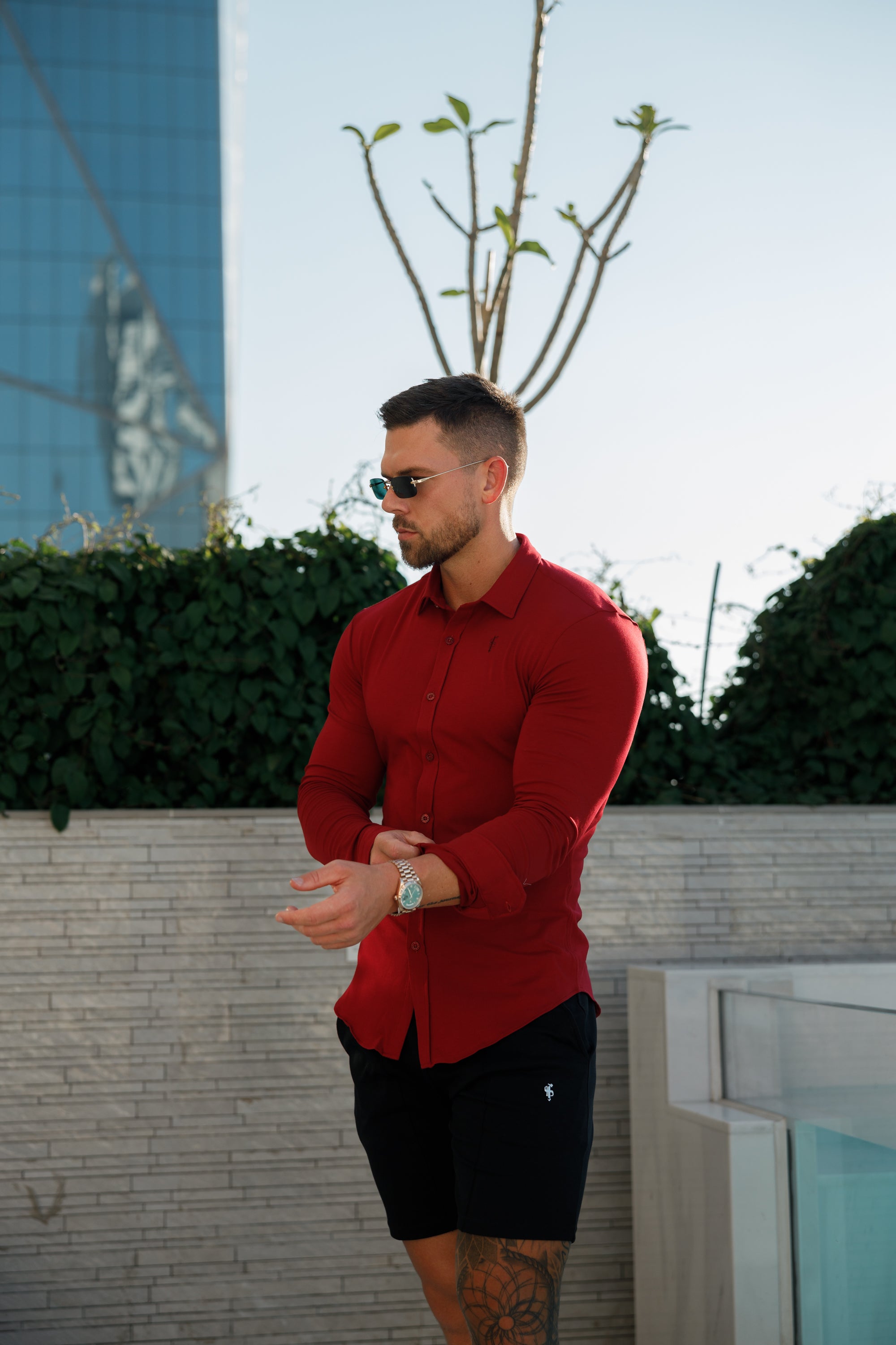 Fitted Ox Blood Long Sleeve Jersey - FSD002