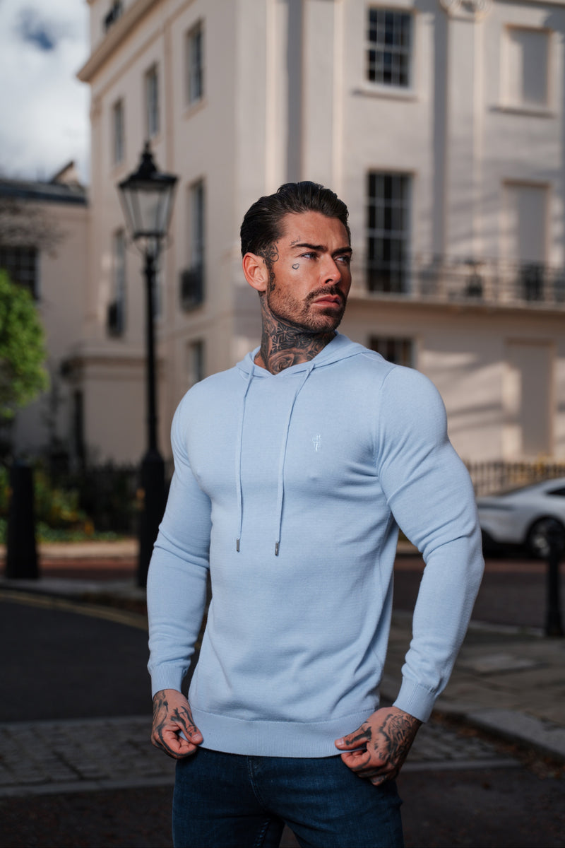 Father Sons Light Blue Knitted Overhead Hoodie - FSN113