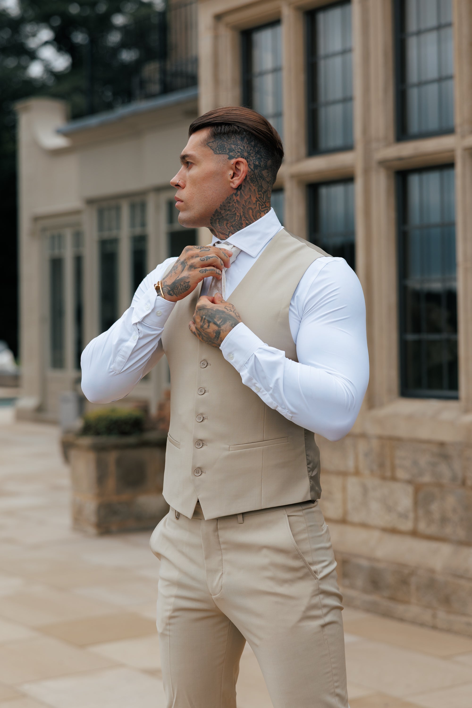 Slim Formal Waistcoat Beige - FSW011