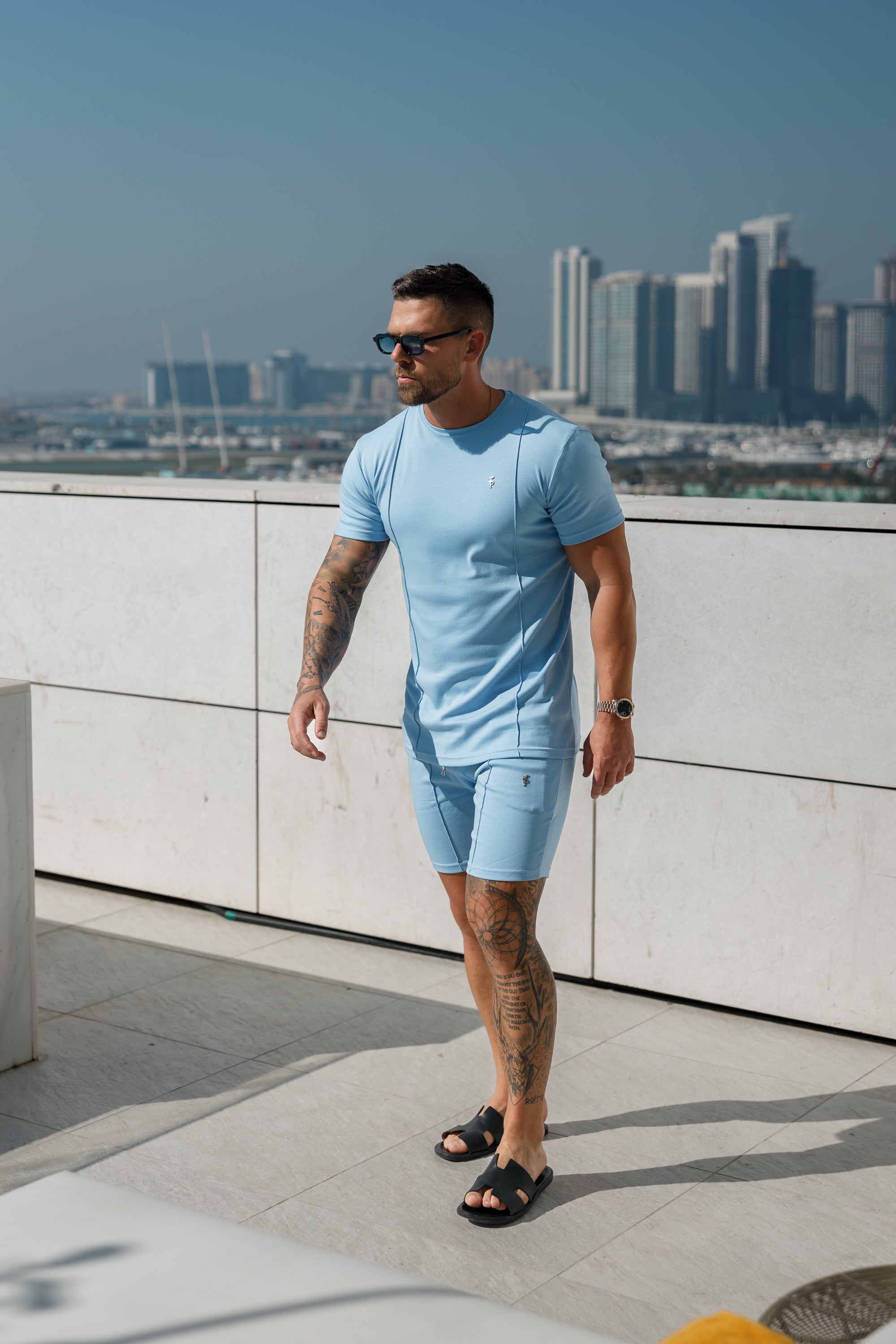 Light Blue / Silver Elasticated Drawstring Pintuck Shorts - FSH1059