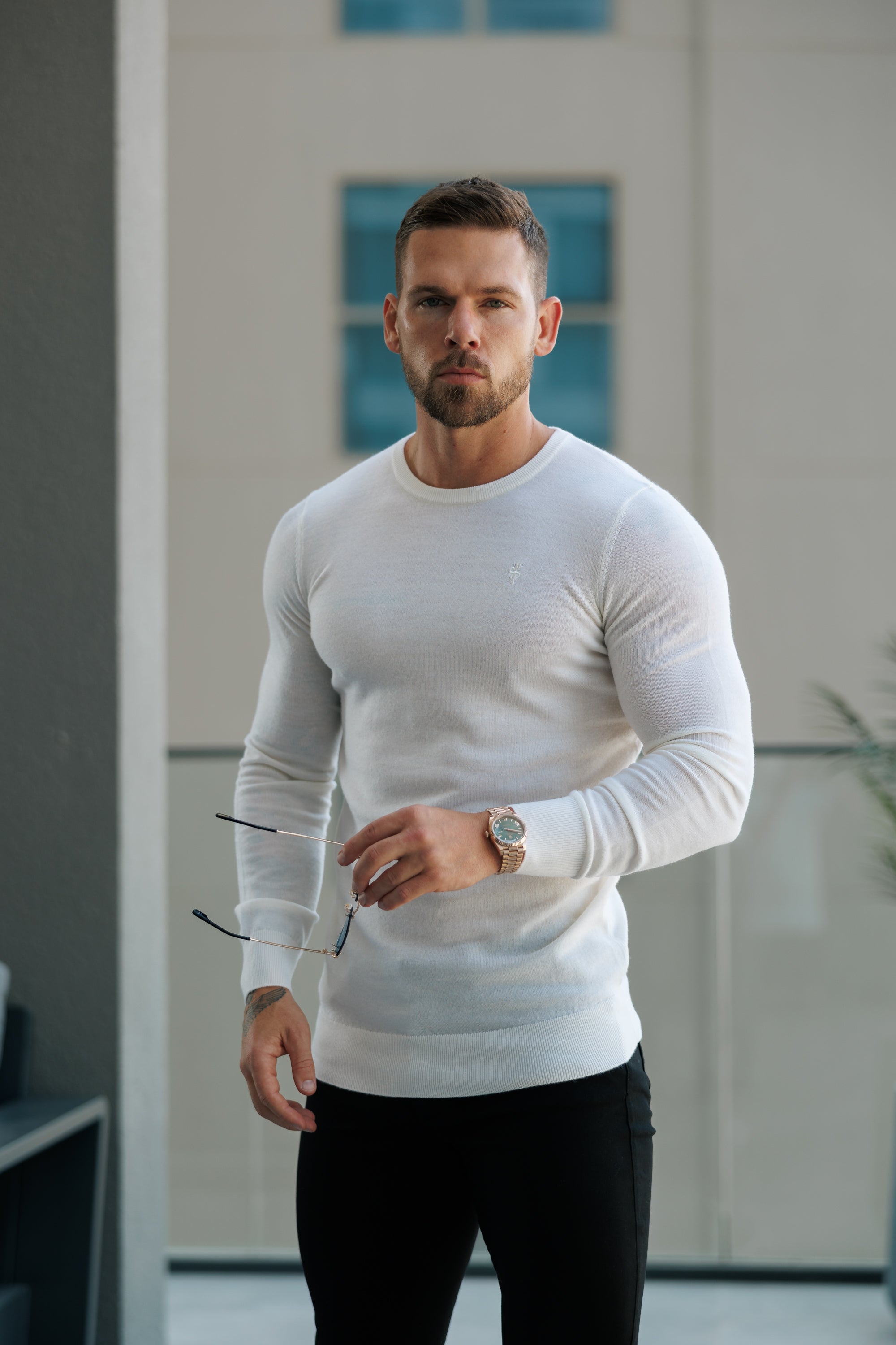 Father Sons Classic Navy Roll Neck Merino Wool Knitted Sweater With FS Embroidery - FSN011