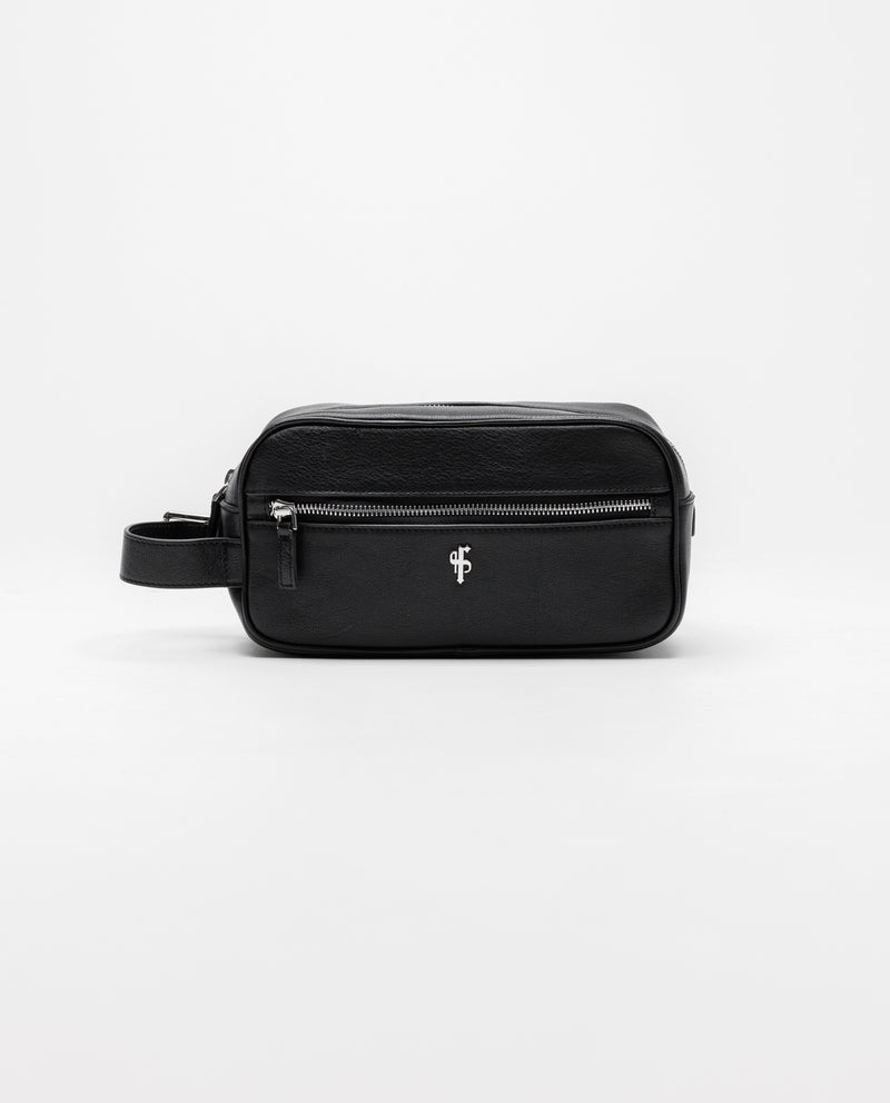 Father Sons Black Leather Wash Bag - FSH1392