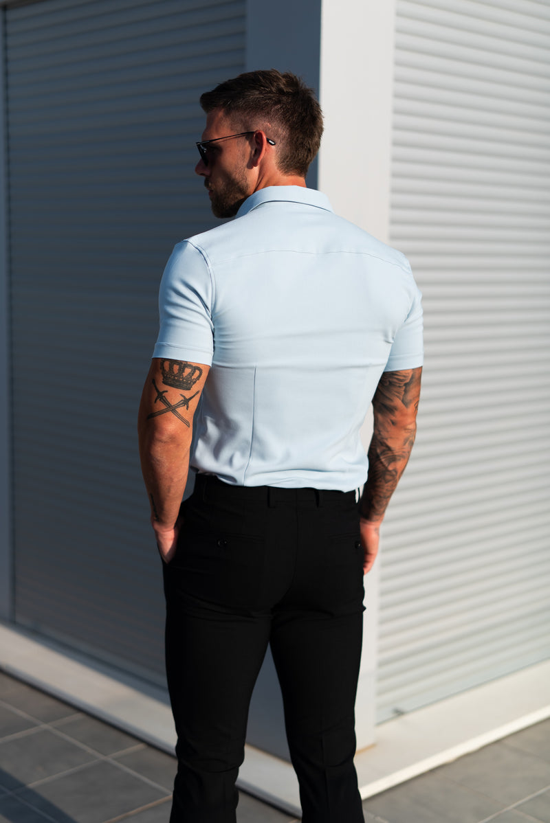 FS Super Slim SS Powder Blue Scuba with Button Down Collar - FS1121
