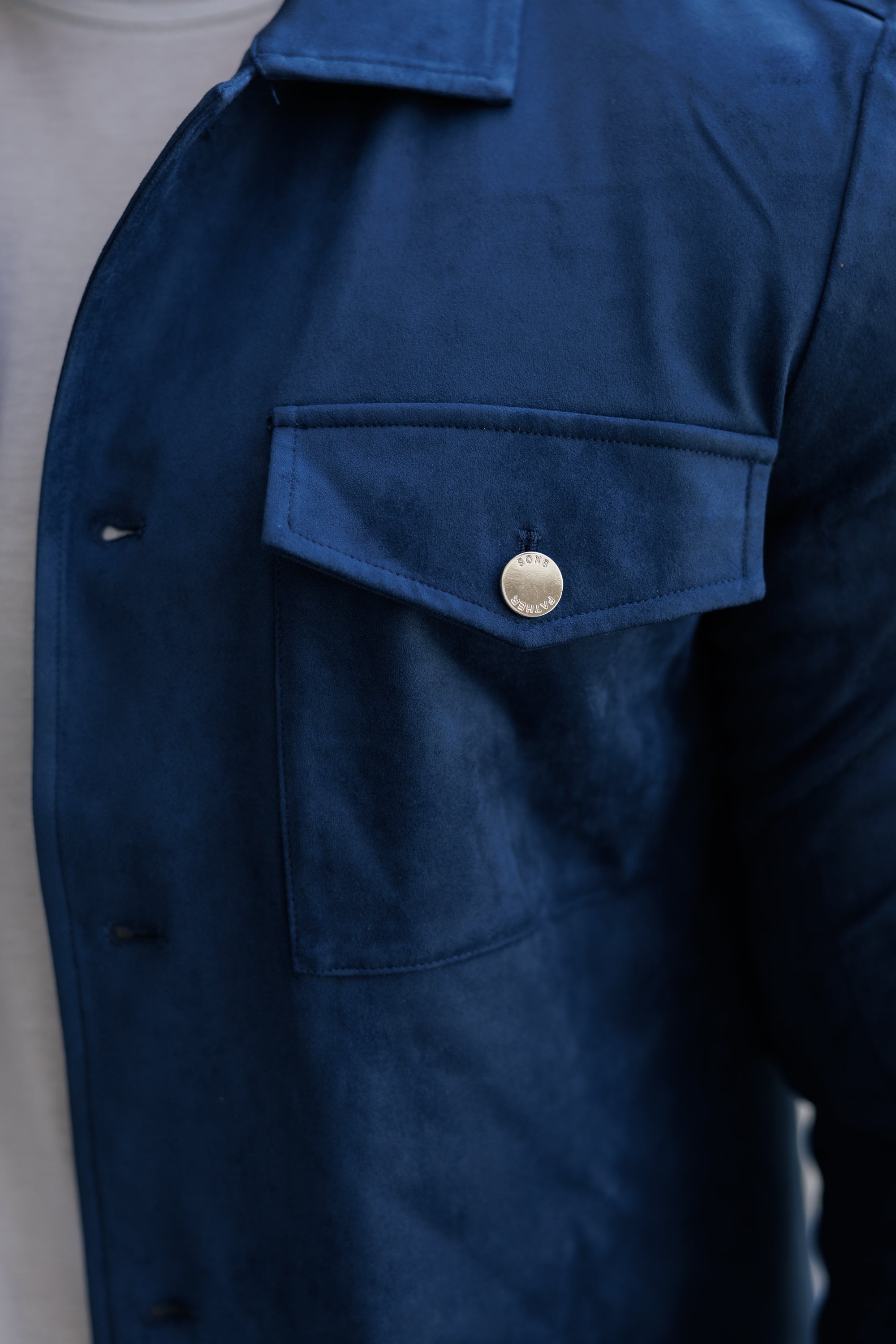Suede Feel Button Up Jacket Navy / Silver - FSN221