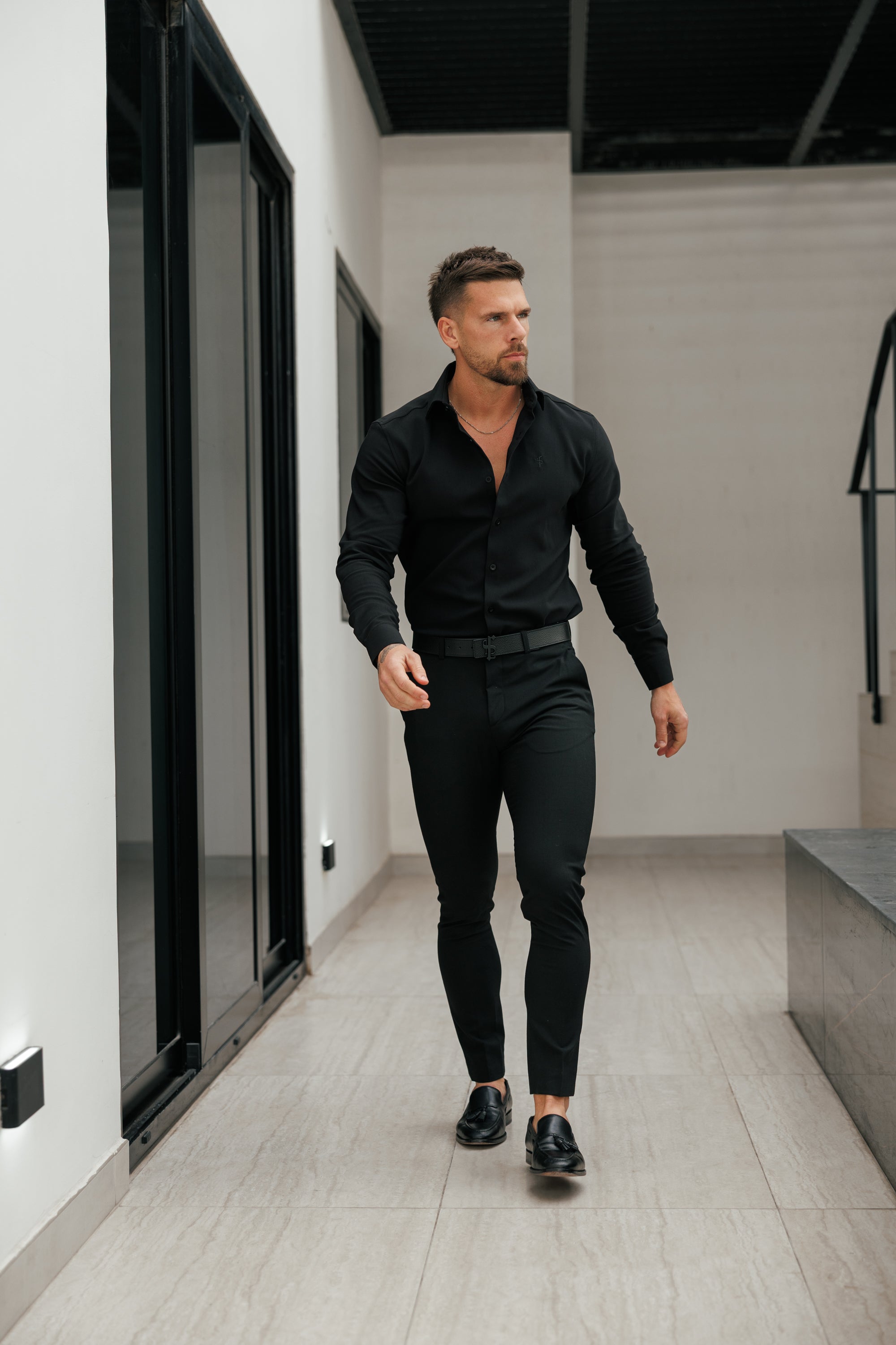 Classic Scuba Black Long Sleeve Stretch with Cutaway Collar - FS1241