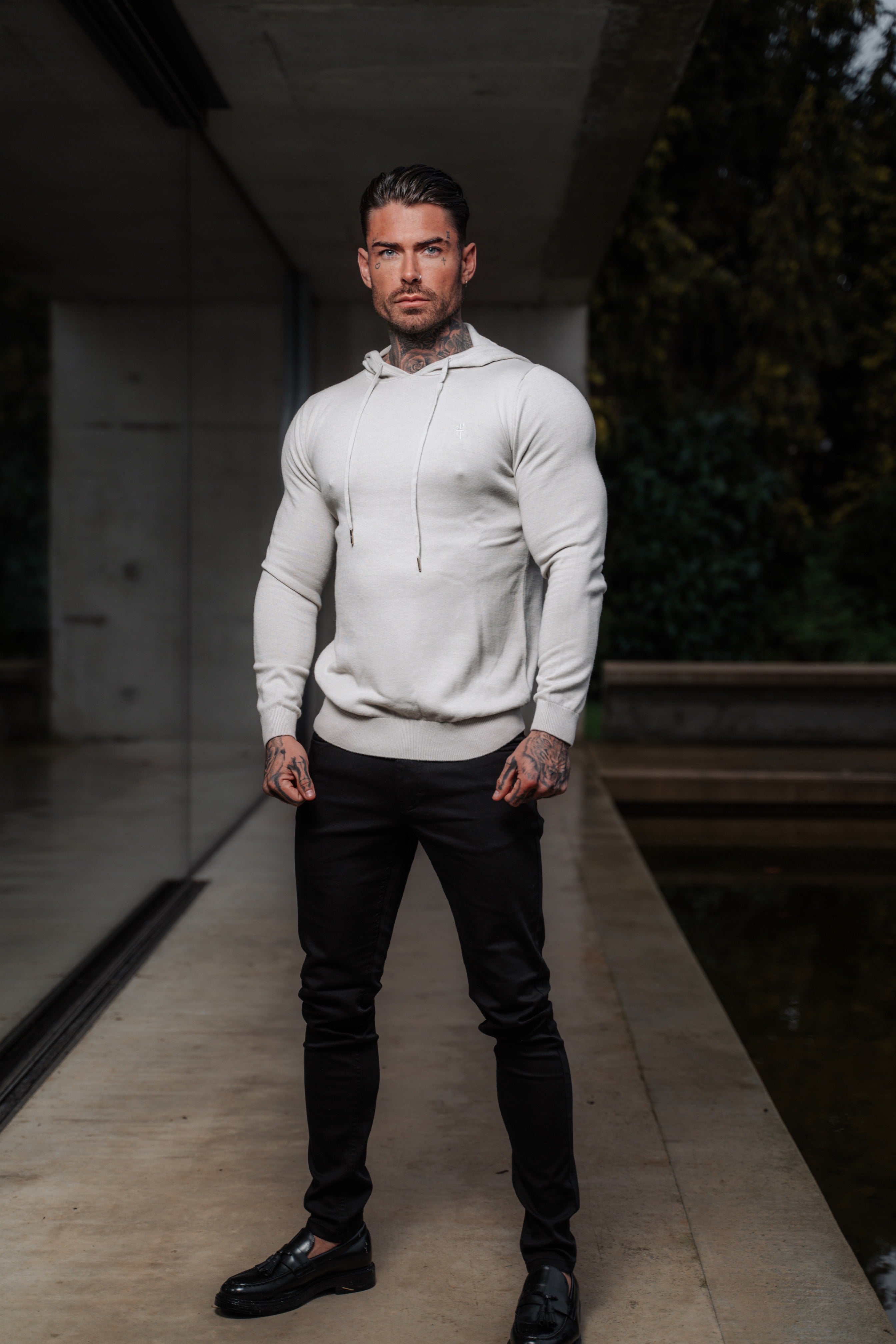 Beige Knitted Overhead Hoodie - FSN112