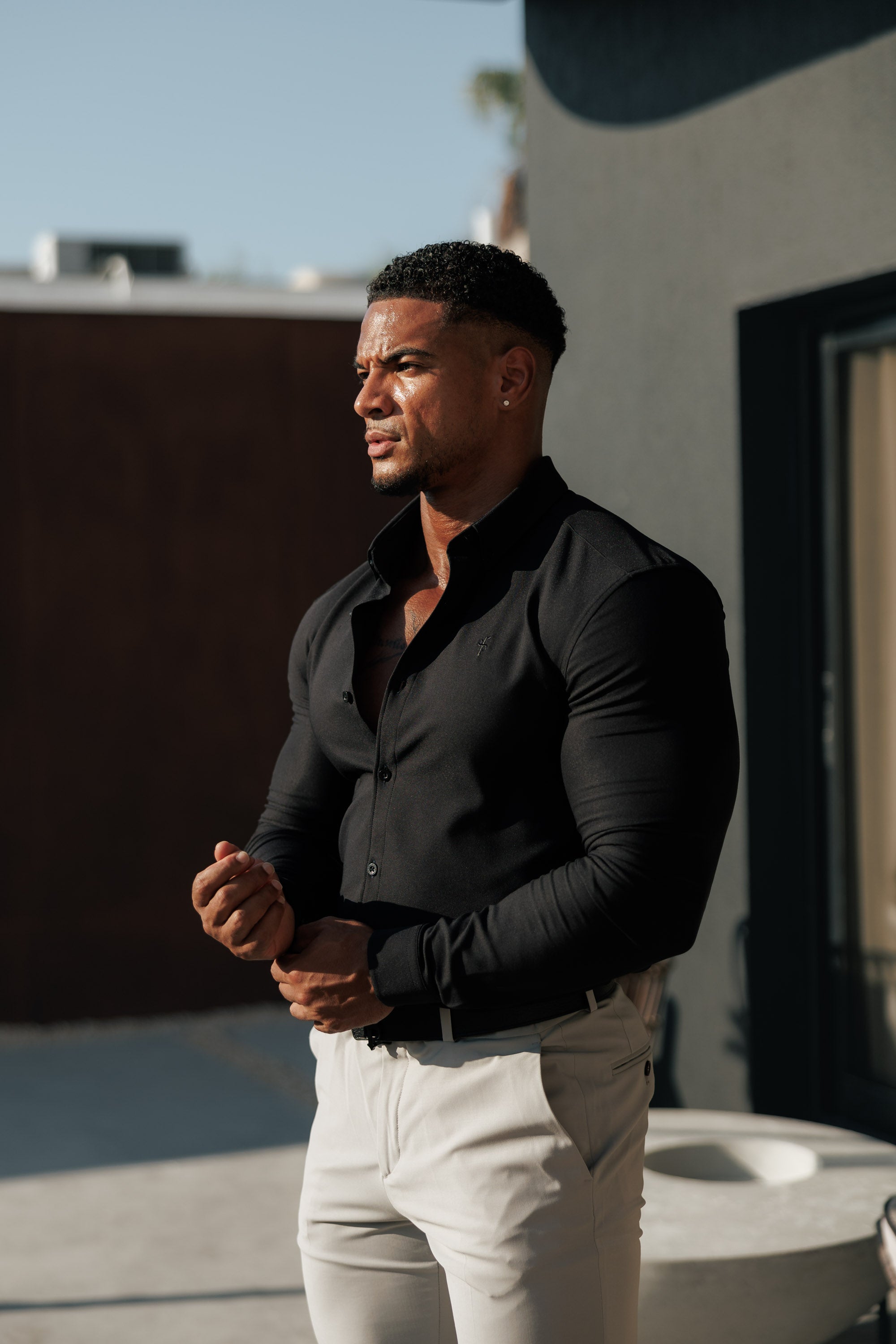 Super Slim Scuba Black Long Sleeve Stretch - FS829