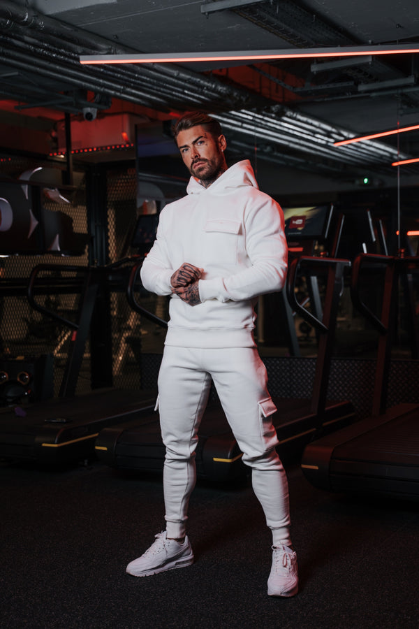 Father Sons Cream Cargo Tracksuit Sweat Pants With Pockets, Cuffed Hem and FS Embroidery - FSH937