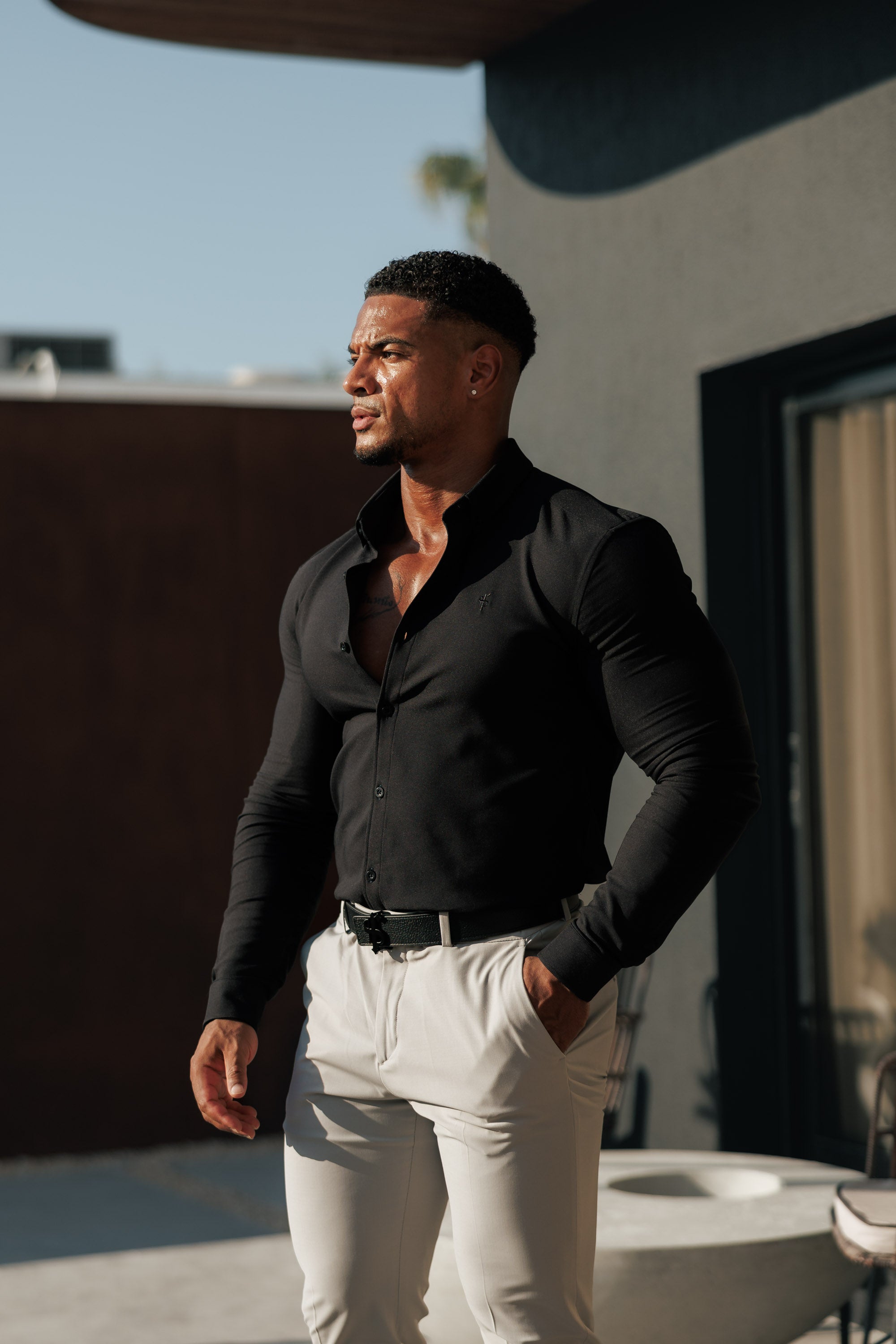 Super Slim Scuba Black Long Sleeve Stretch - FS829