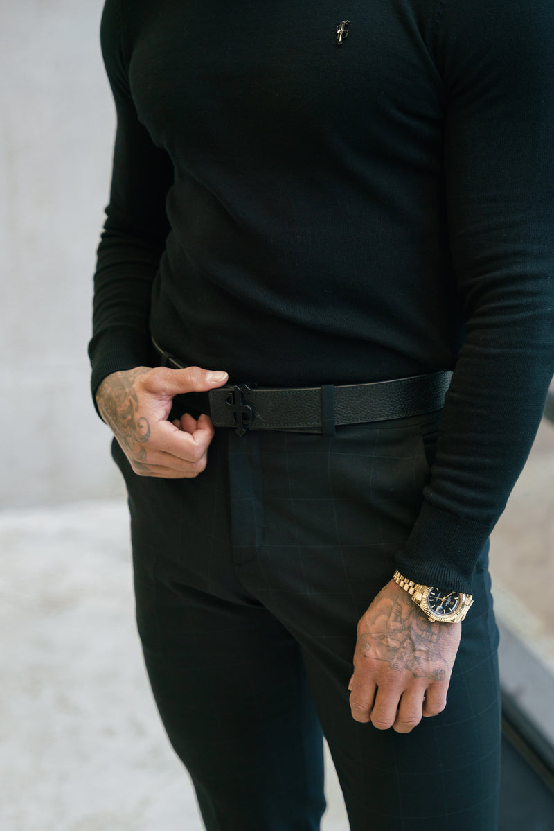 FS Black Roll Neck Knitted Jumper With FS Branding -  FSN201