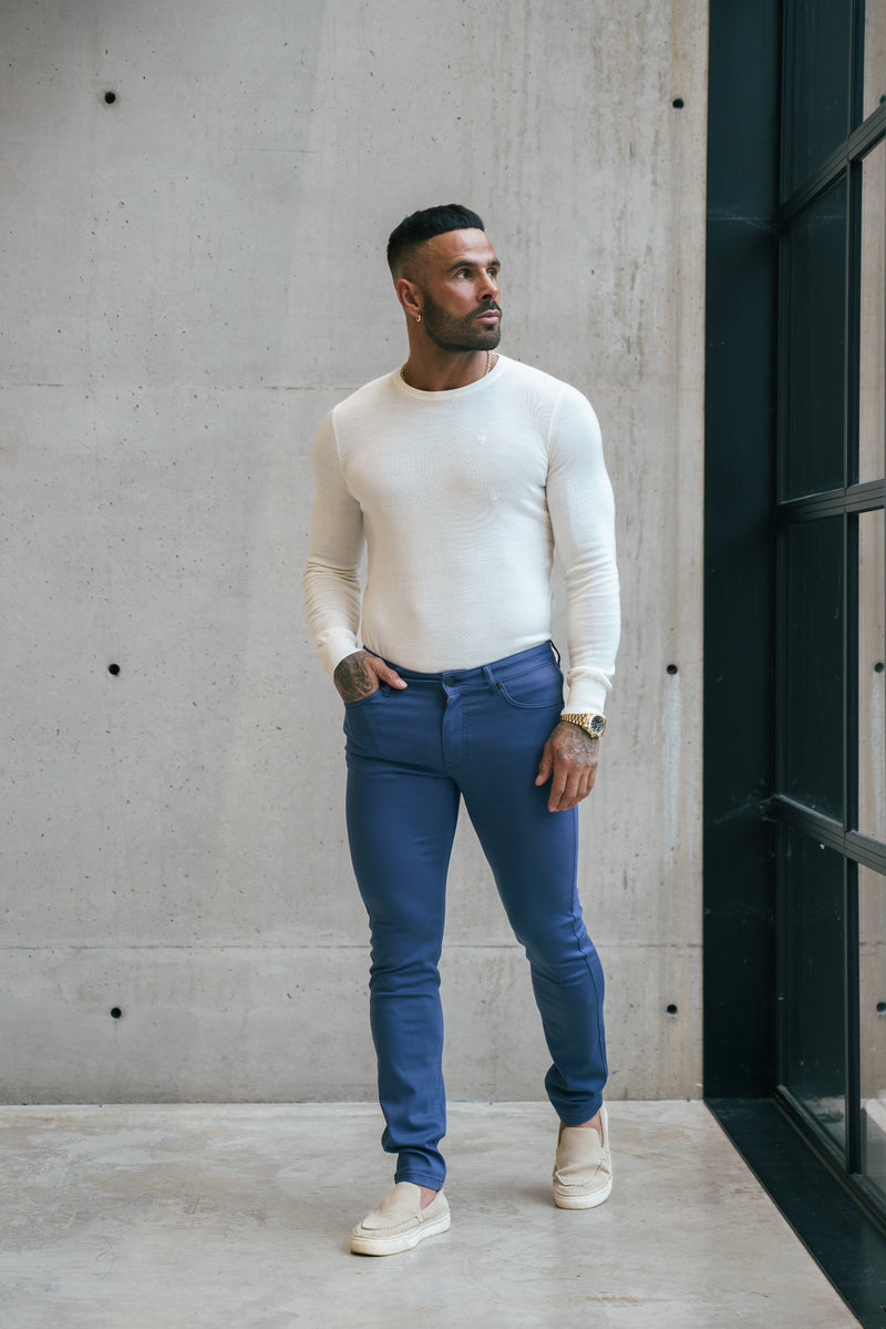 Father Sons Slim Stretch Light Navy Relaxed Sateen Pants - FSH1305