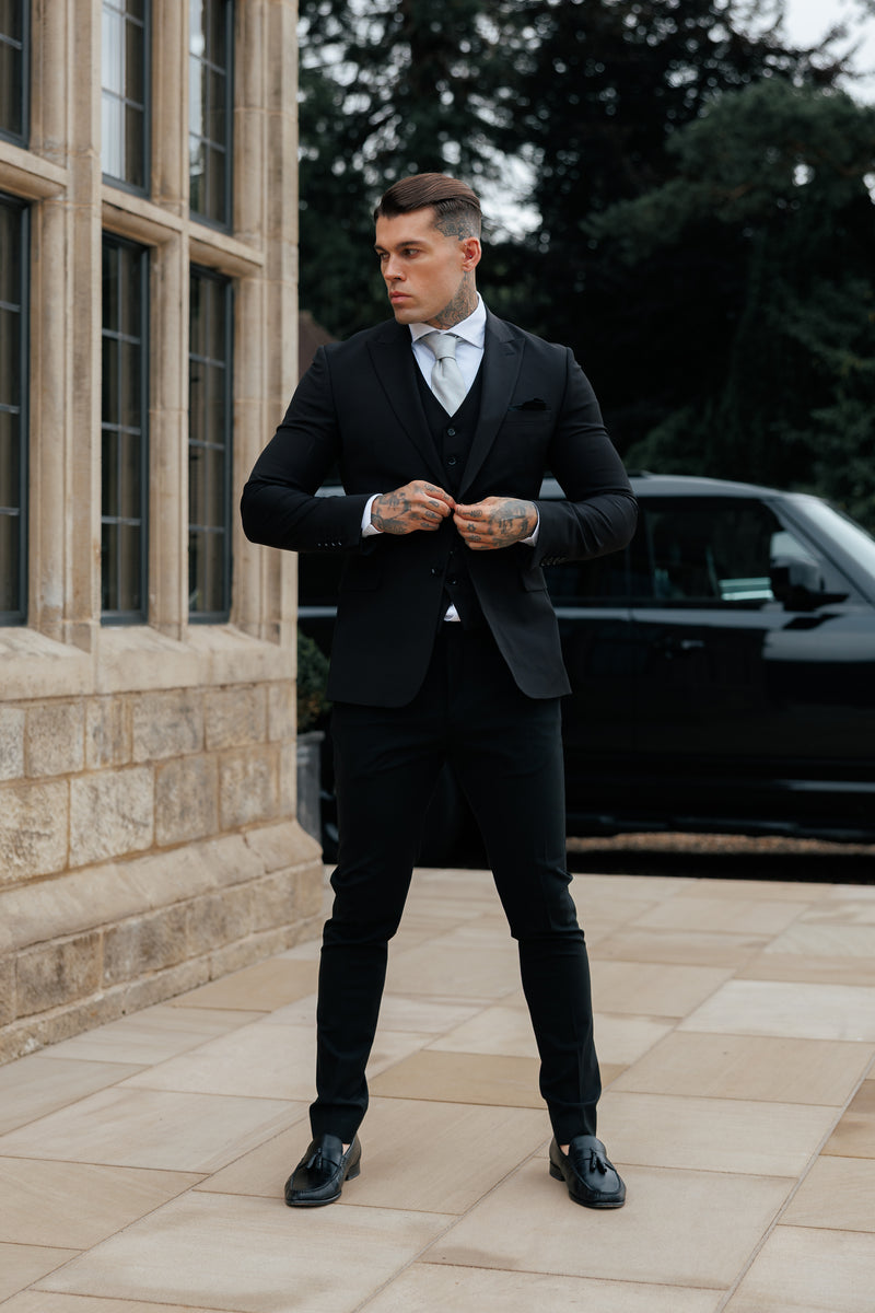 Father Sons Slim Formal Suit Jacket Black - FSJKT011