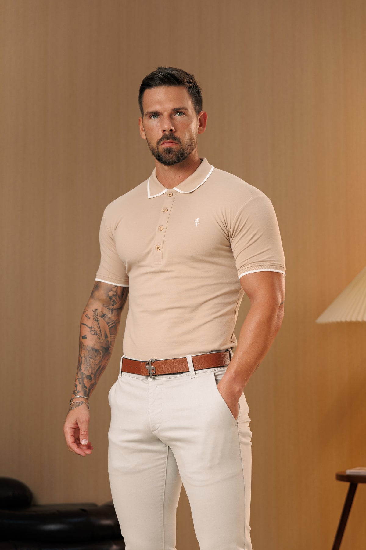 Light Grey Chino Trousers With Belt Loops - FSH1665 (PRE ORDER 10TH SEPTEMBER)