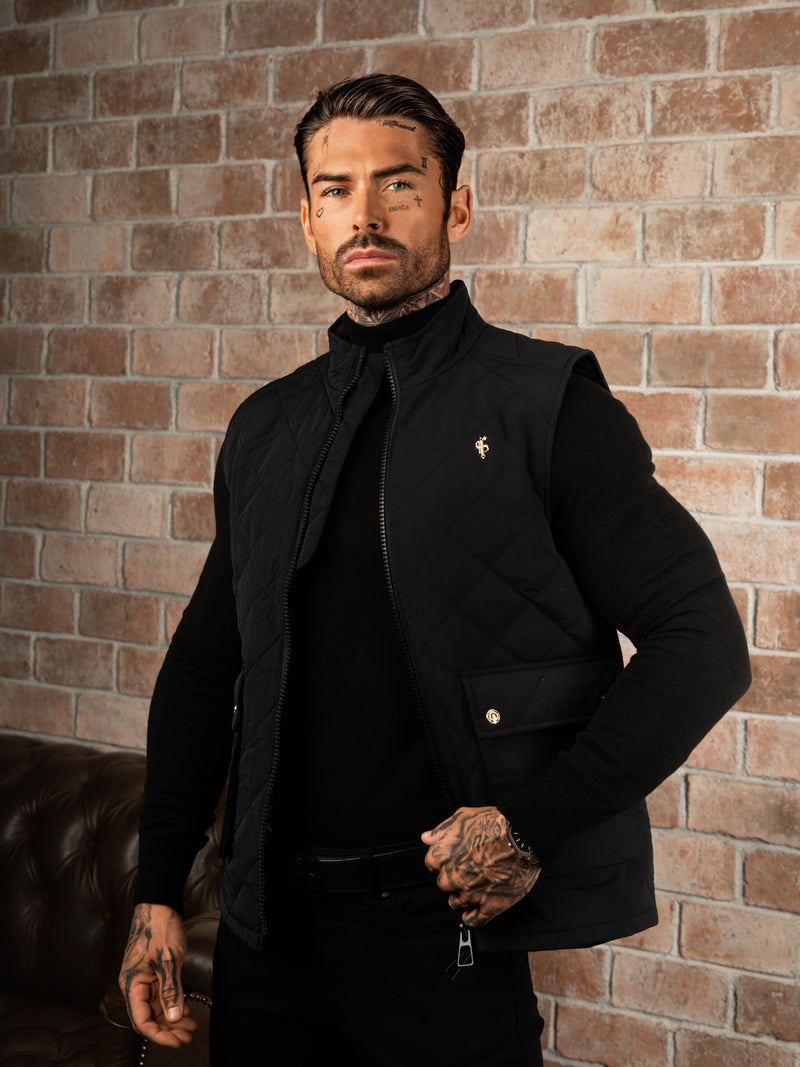 FS Black Padded Gilet With Front Pockets  - FSN209 (PRE ORDER 14TH DECEMBER) 