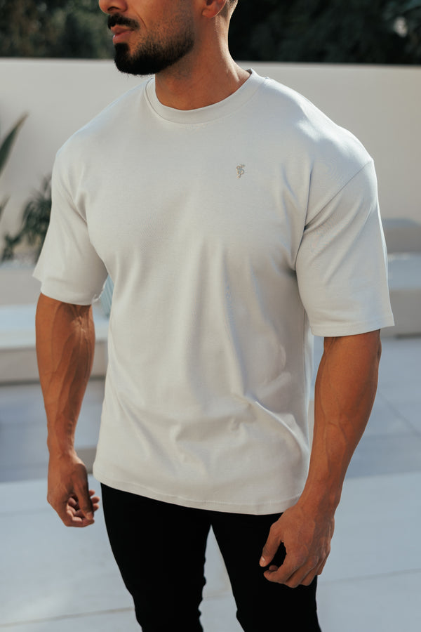 Father Sons Classic Light Grey / Silver Oversized Crew T Shirt - FSH1421