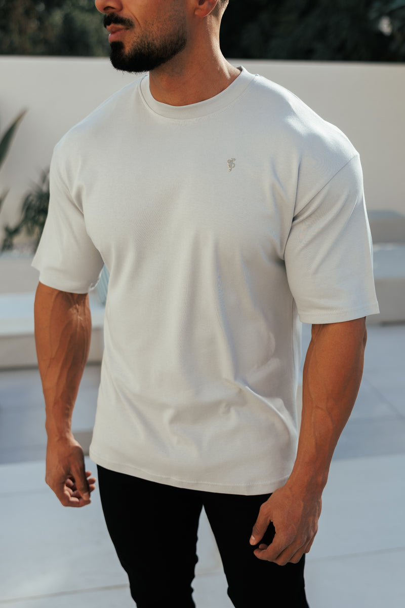 Father Sons Classic Light Grey / Silver Oversized Crew T Shirt - FSH1421