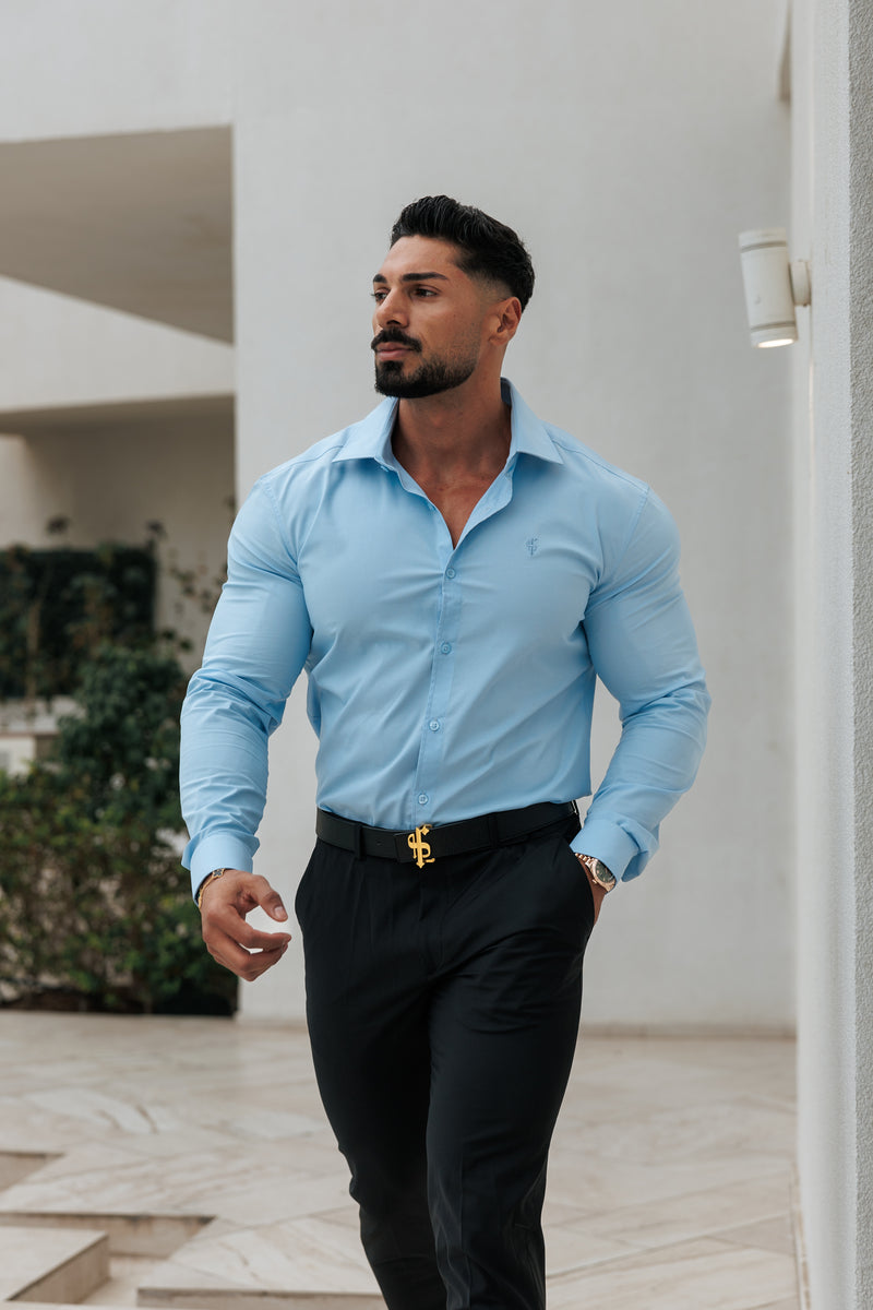 Father Sons Muscle Fit Advanced Stretch Powder Blue with Cutaway Collar  - FS1167