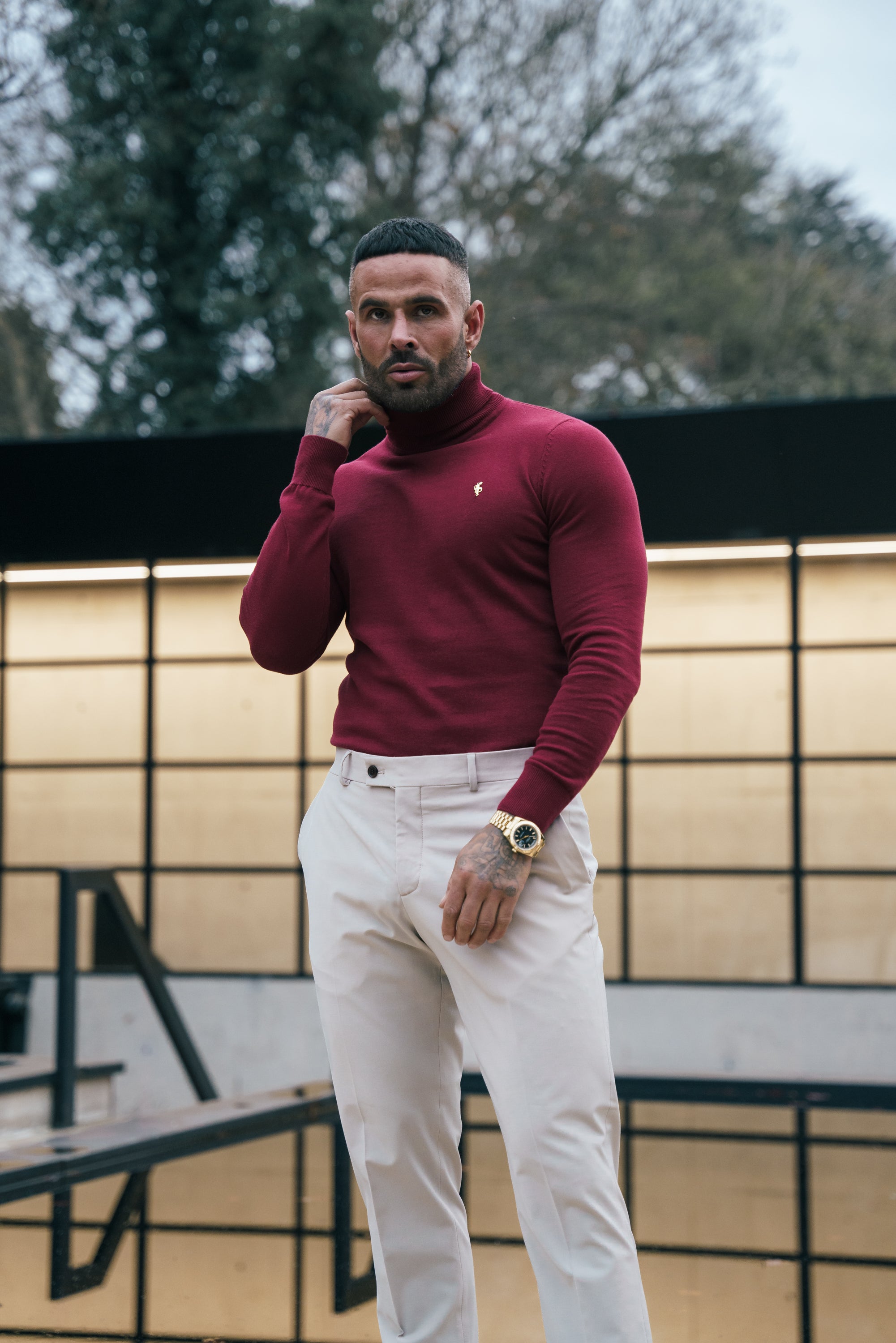 FS Brick Red Roll Neck Knitted Jumper With FS Branding -  FSN203