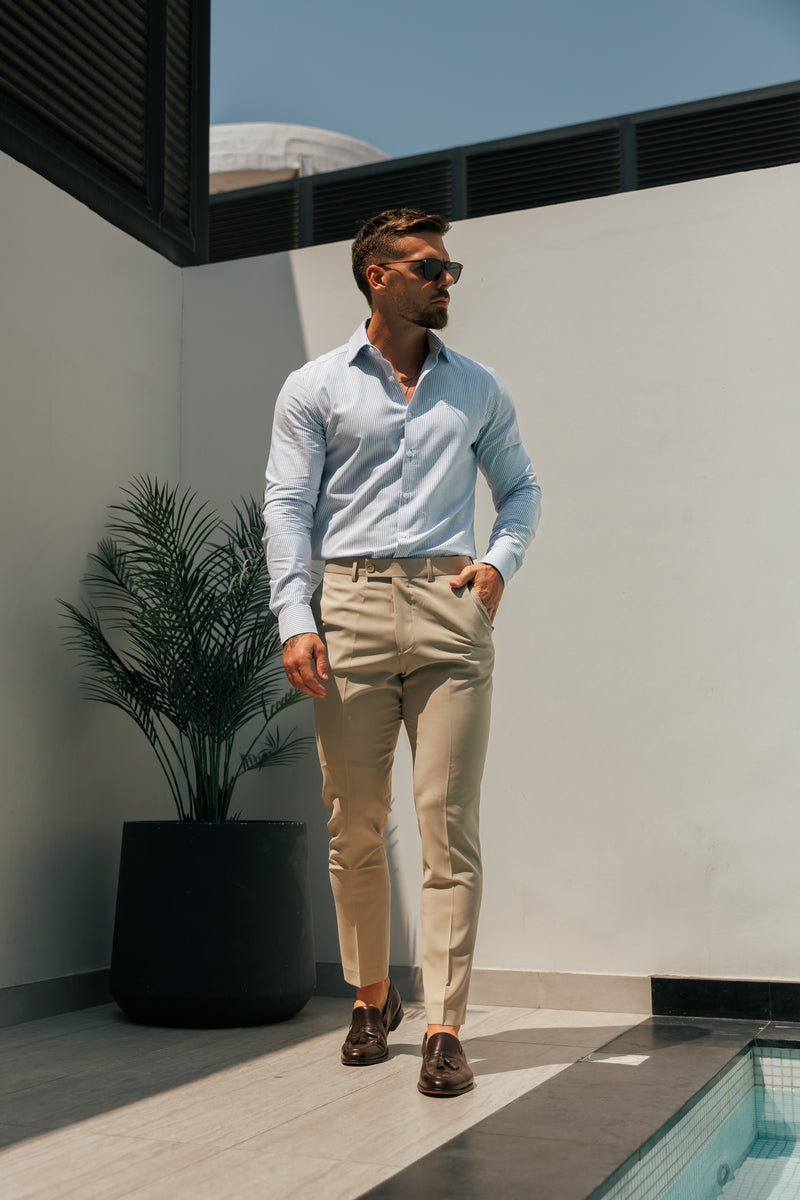 Father Sons Classic Oxford Long Sleeve White / Blue Stripe with Cutaway Collar - FS1174