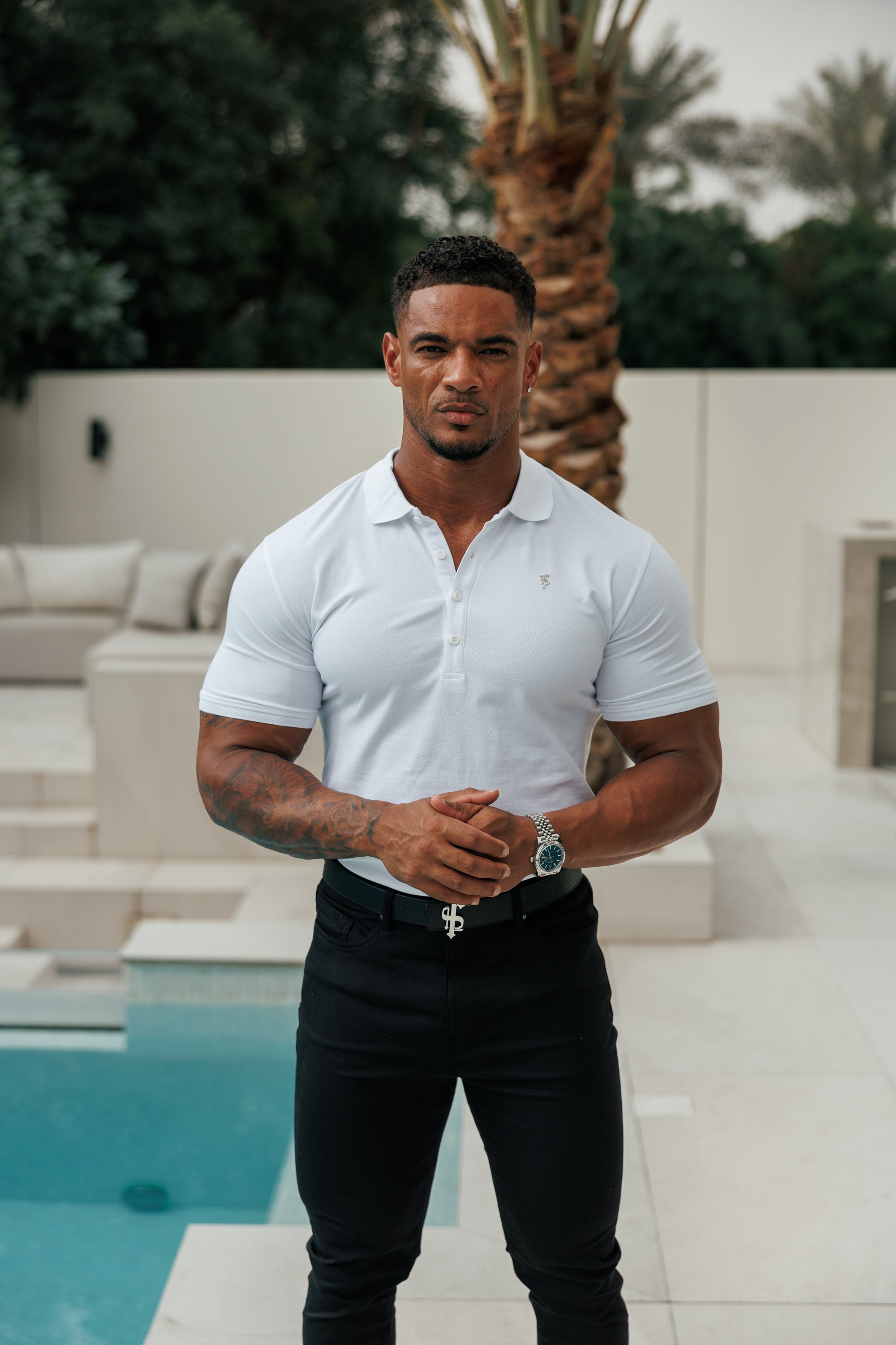 White / Silver Polo Shirt - FSH1404