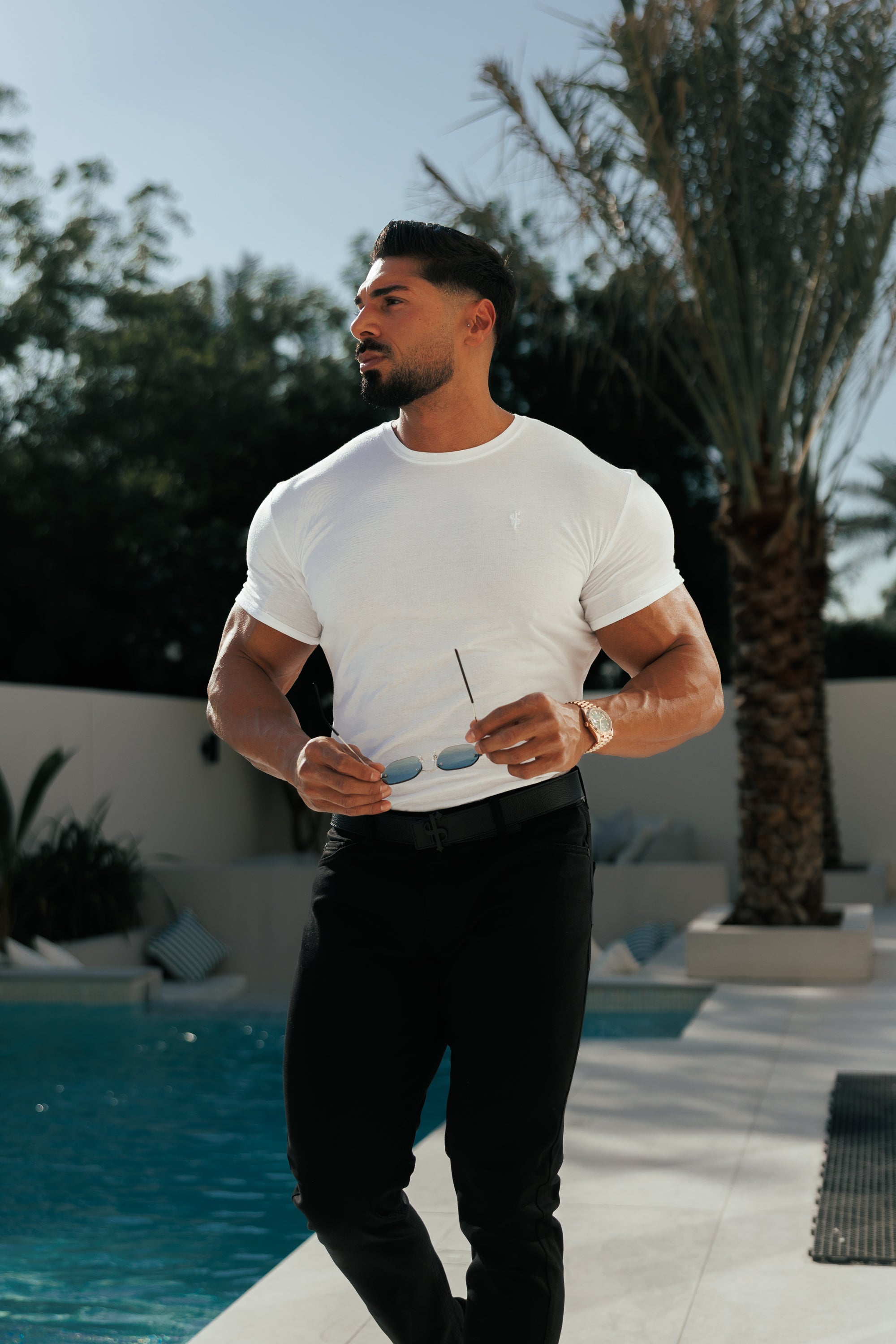 White Bamboo Crew T Shirt - FSH576