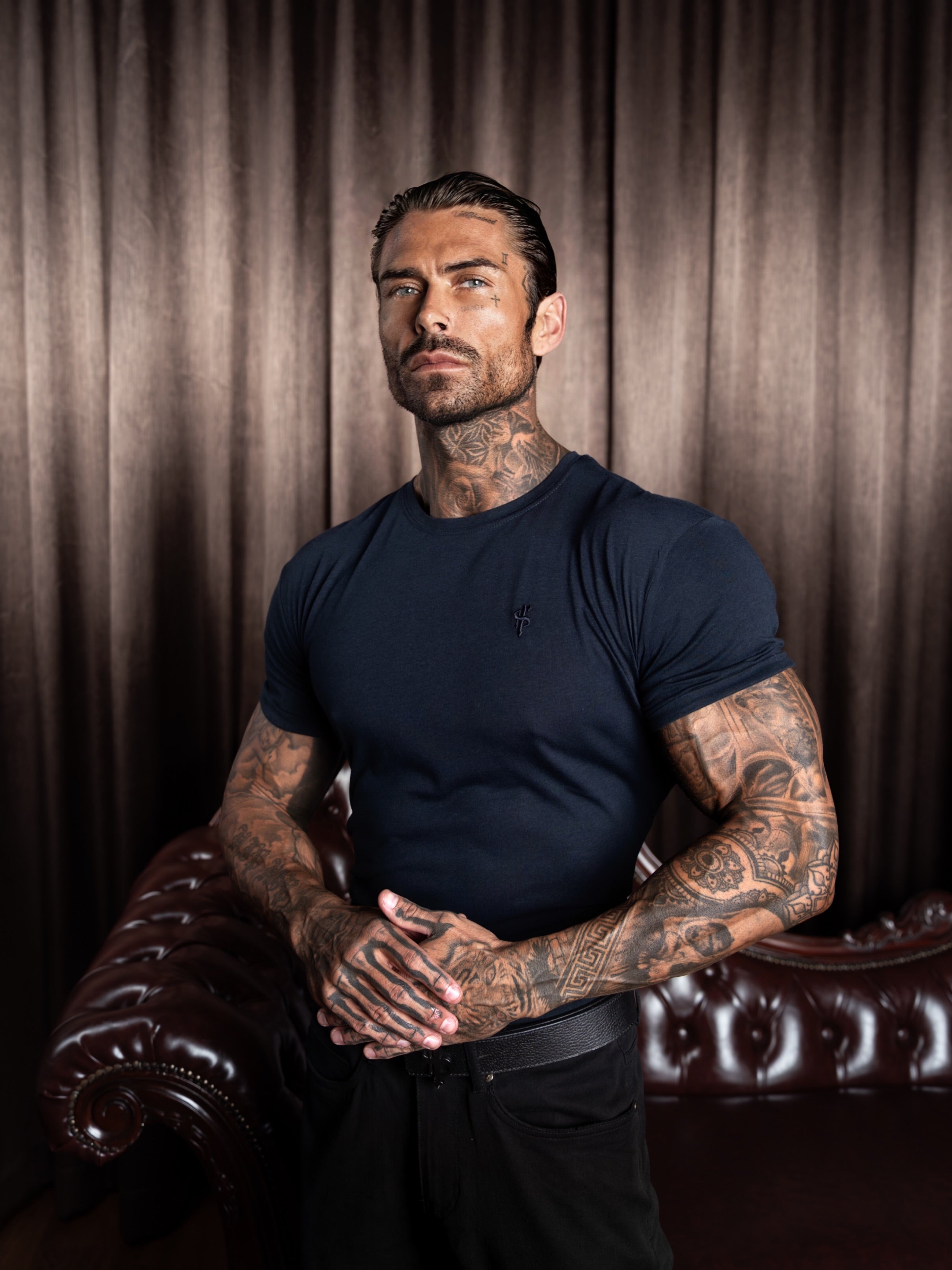 Navy Bamboo Crew T Shirt - FSH579