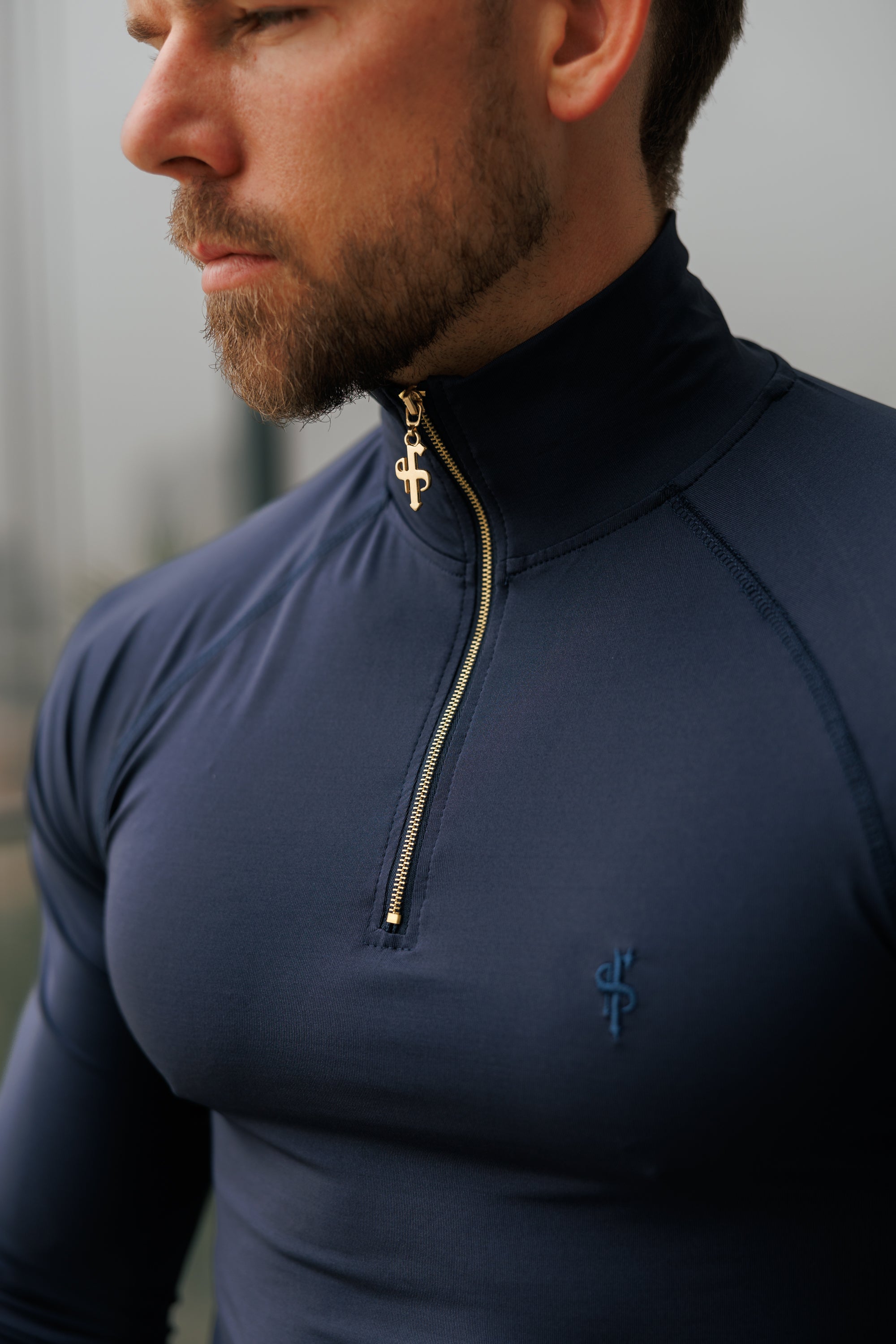 LS Navy Half Zip Gym Top - FSH1282