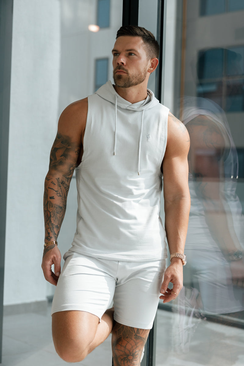 Father Sons Sleeveless Light Grey Gym Hoodie - FSH898