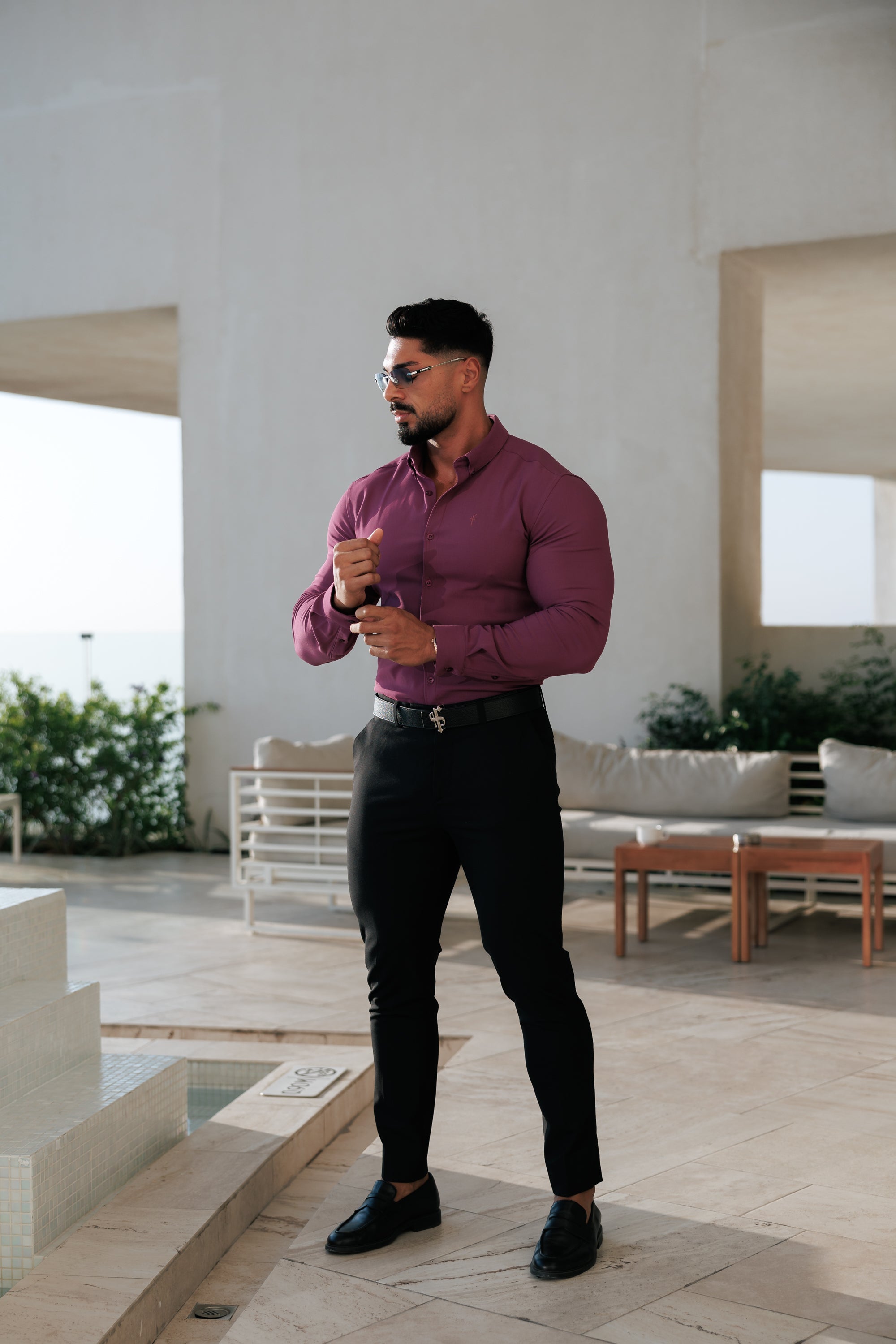 Super Slim LS Grape Juice Scuba with Button Down Collar - FS1118