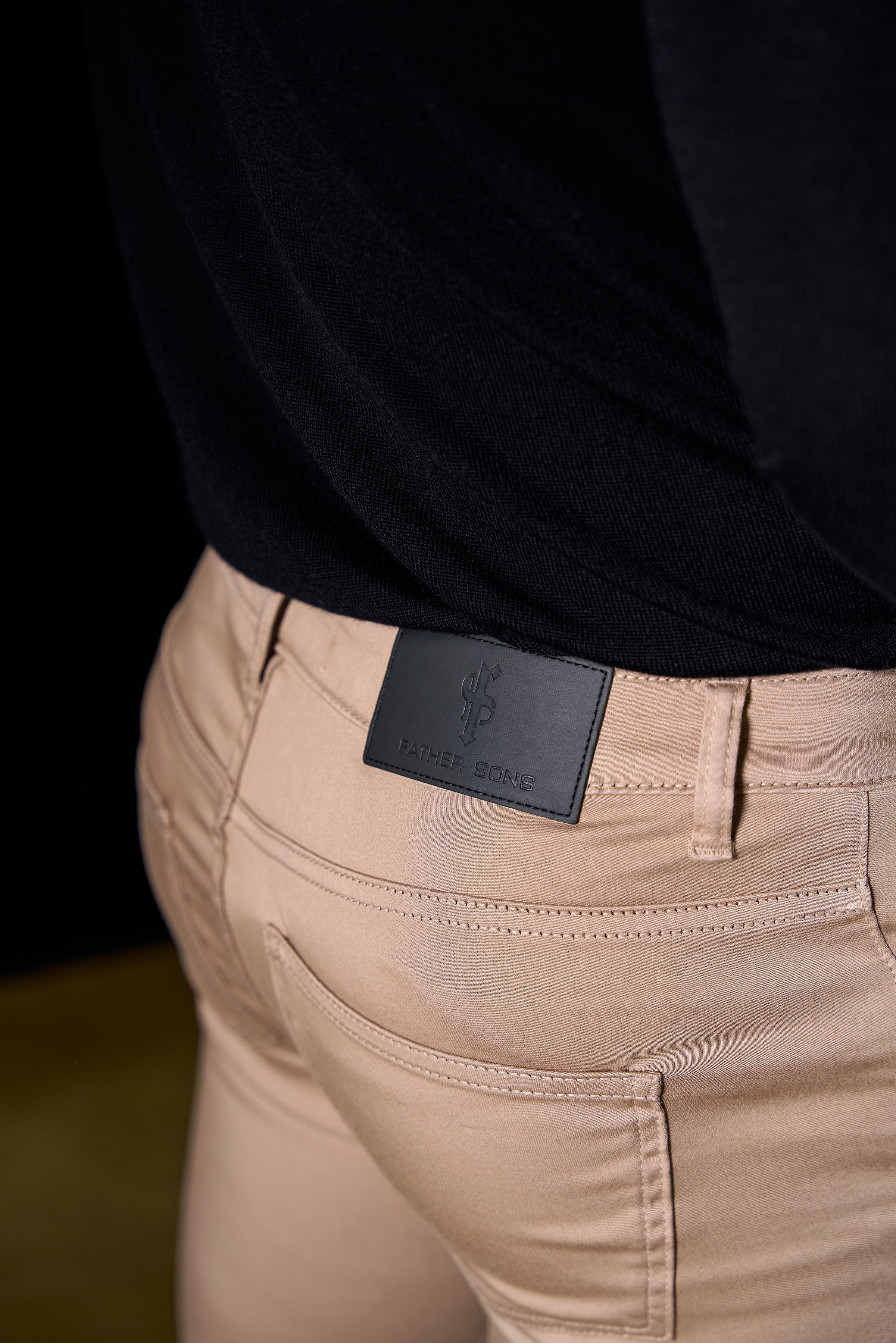 Father Sons Slim Stretch Beige Relaxed Sateen Pants - FSH1303