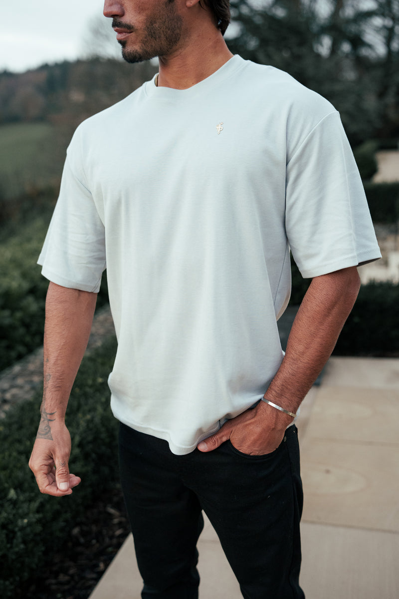 Father Sons Classic Light Grey / Silver Oversized Crew T Shirt - FSH1421