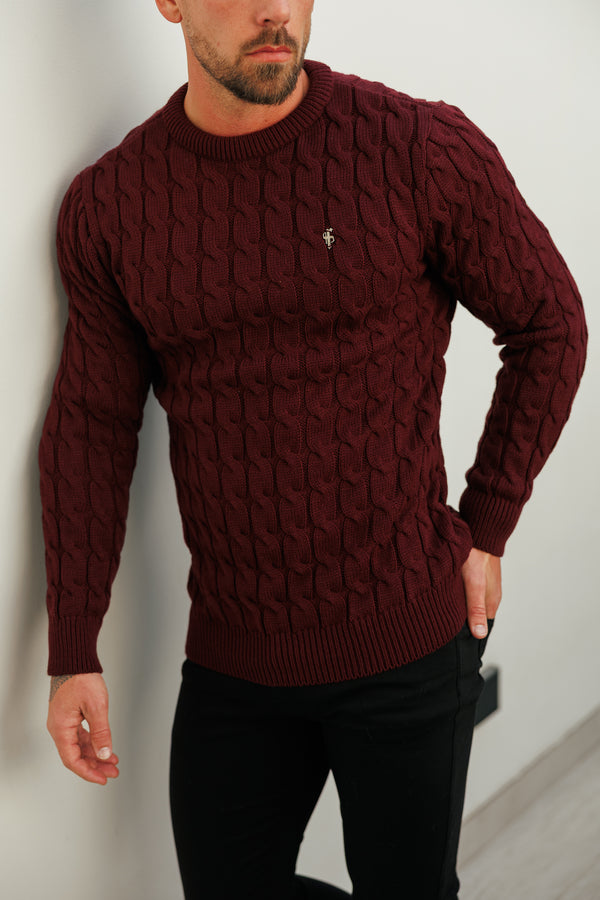 Father Sons Link Weave Knit Wine Crew Neck Jumper - FSJ131